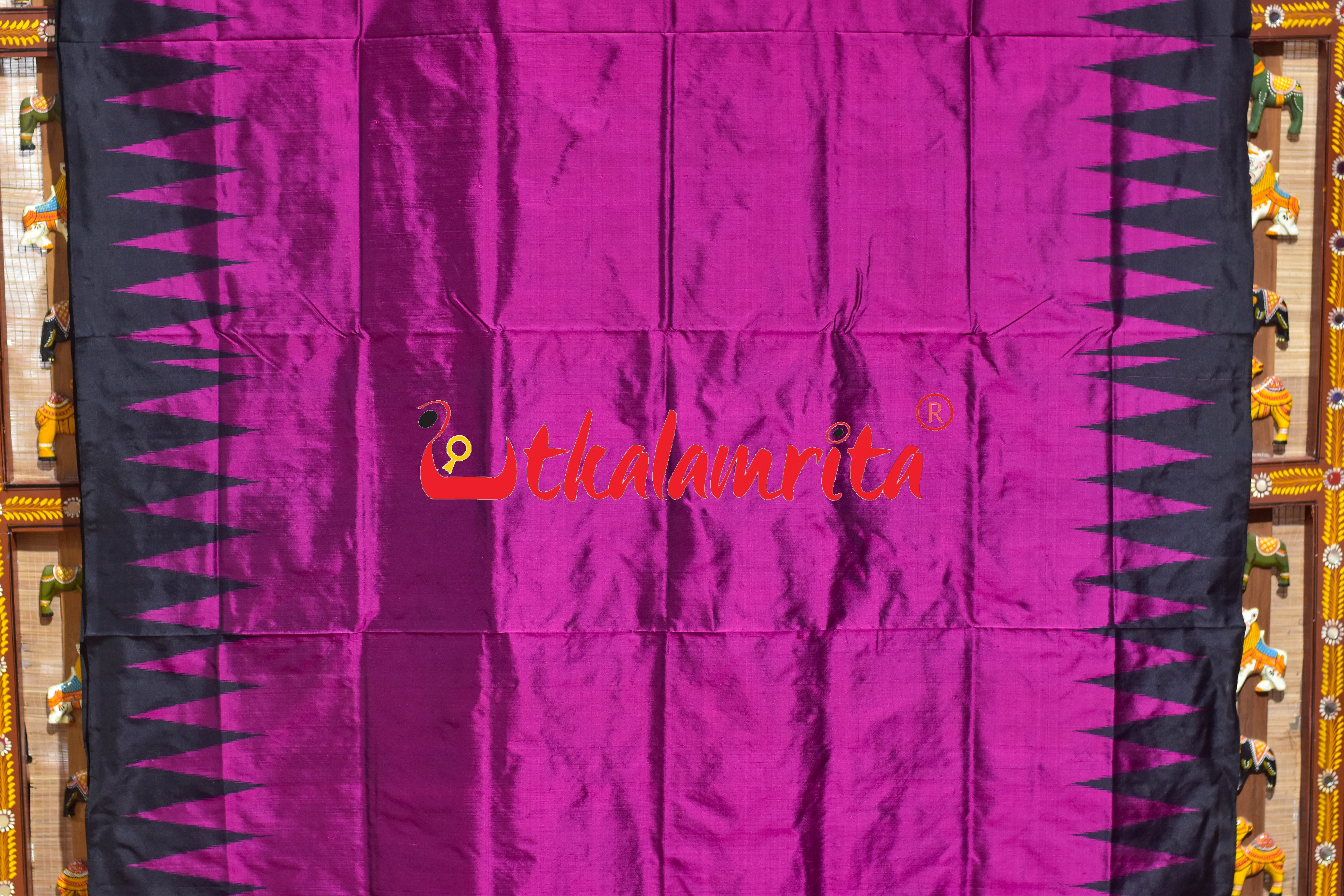 Magenta Plain Kumbha Bandha Anchal Sambalpuri Silk Saree