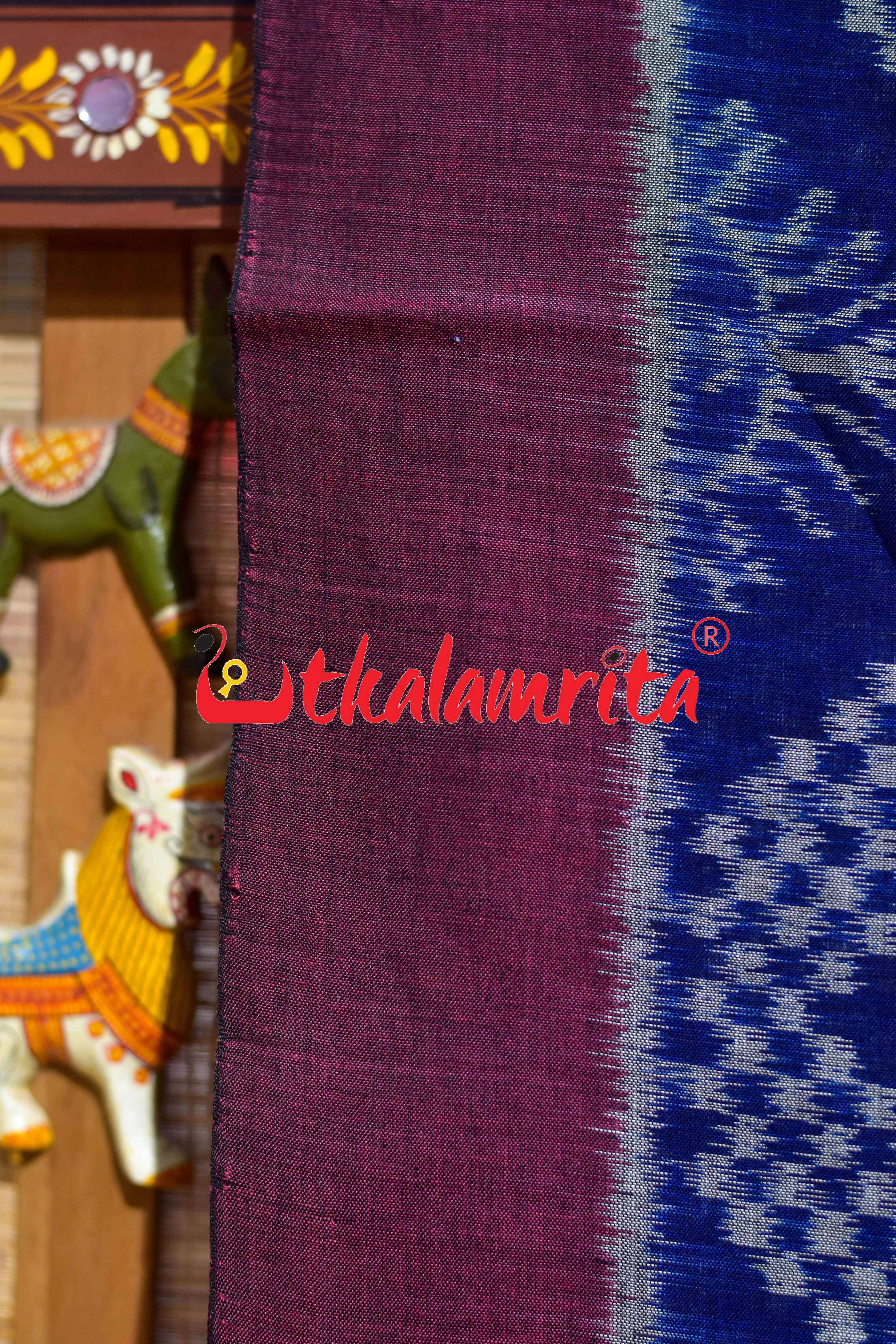 Deep Blue Tarabali Khandua Cotton Saree