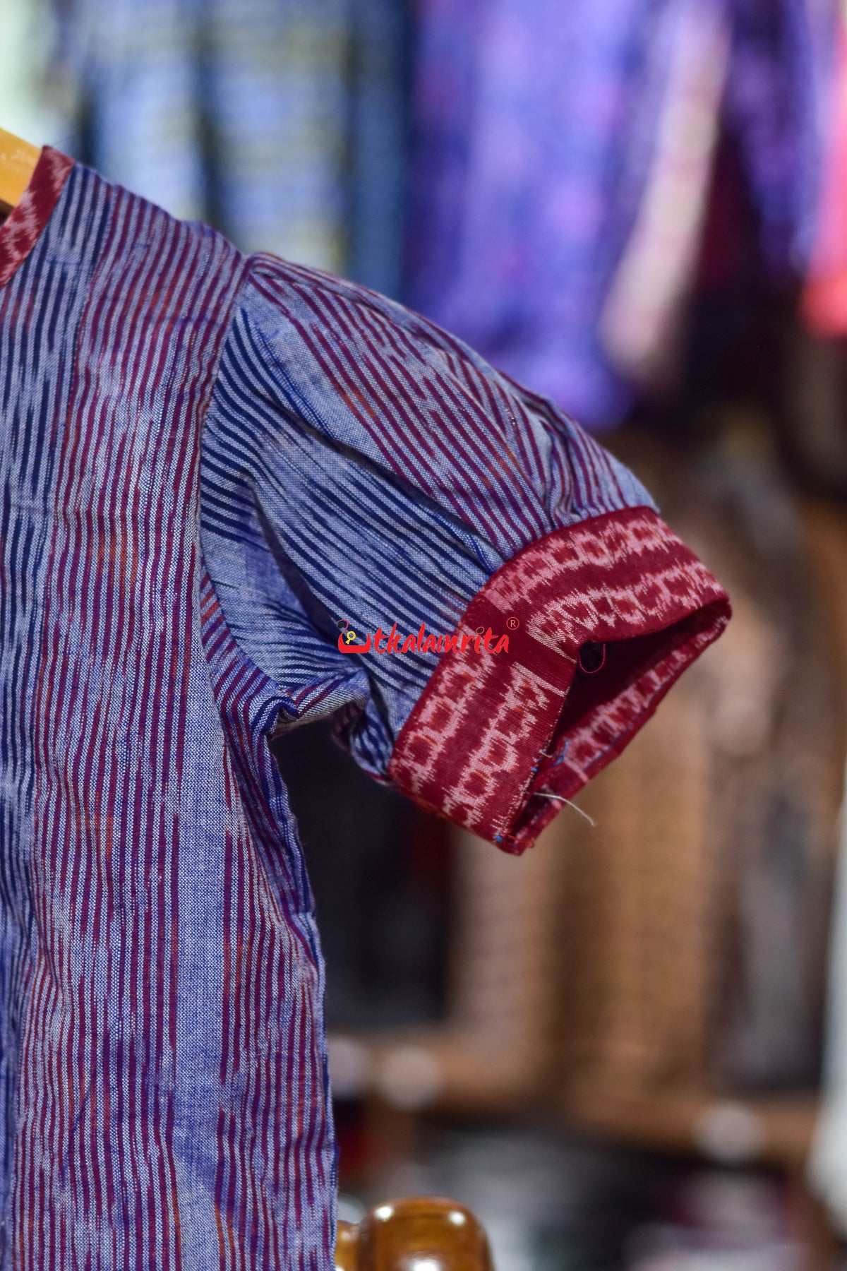 Red Blue Bandha on Purple (Kid's Frock)