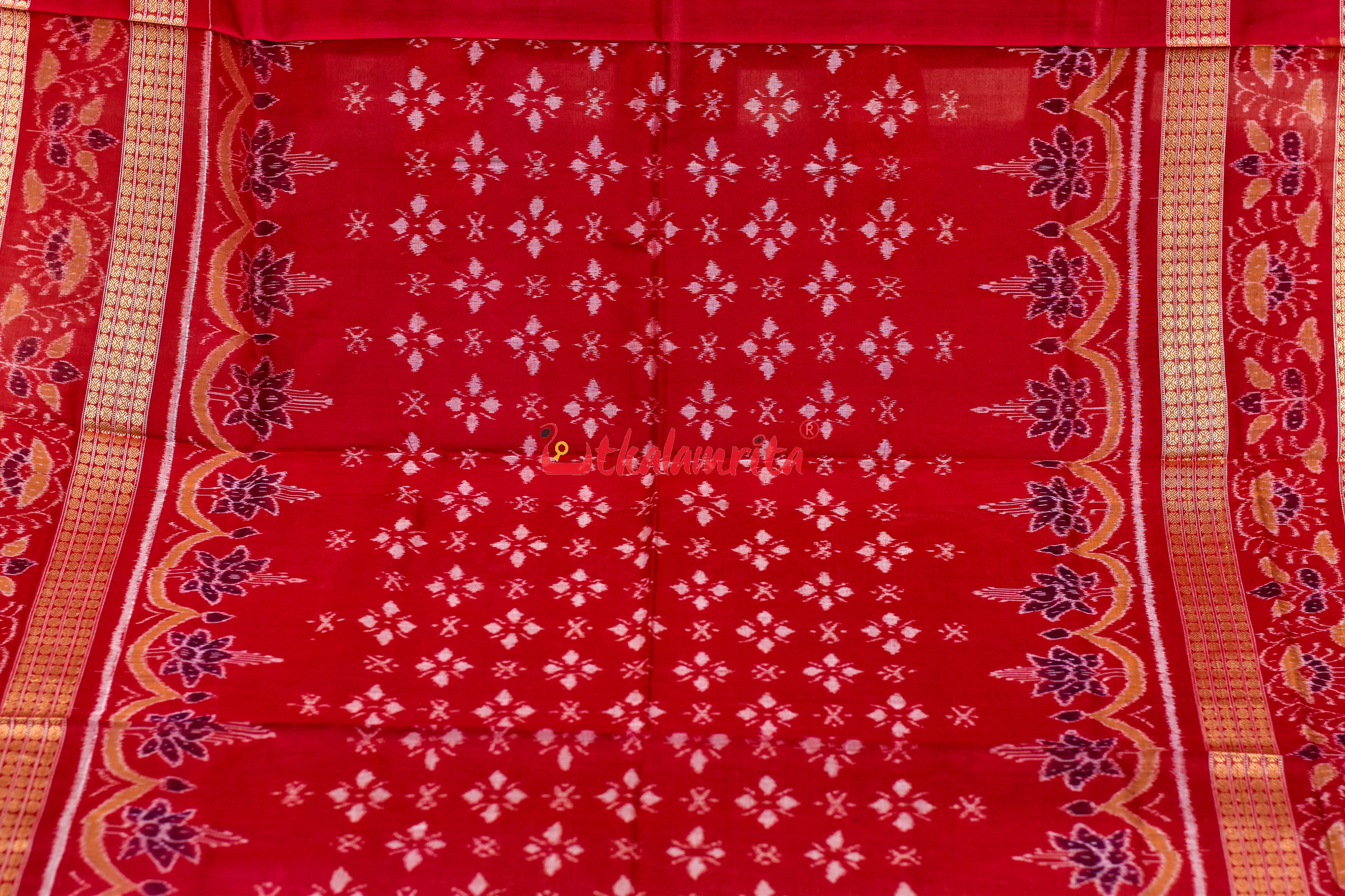 Blue Taj Mahal Scot Flower Pasapali Cotton Saree