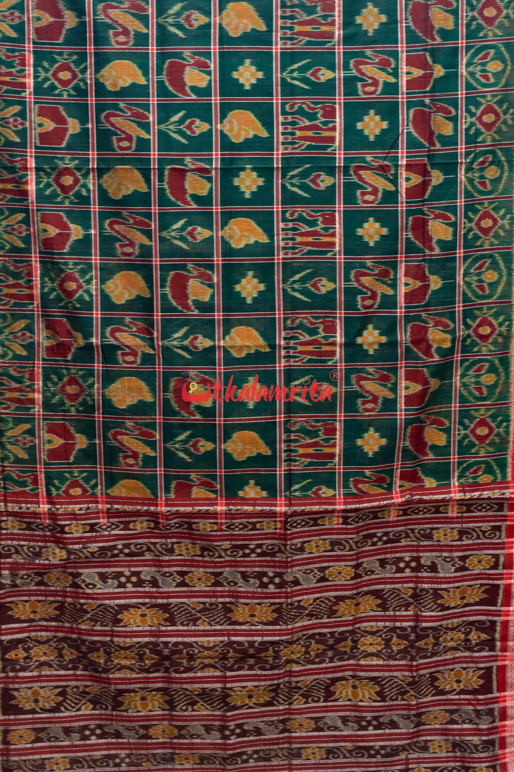 Deep Green Nabakothi Cotton Saree