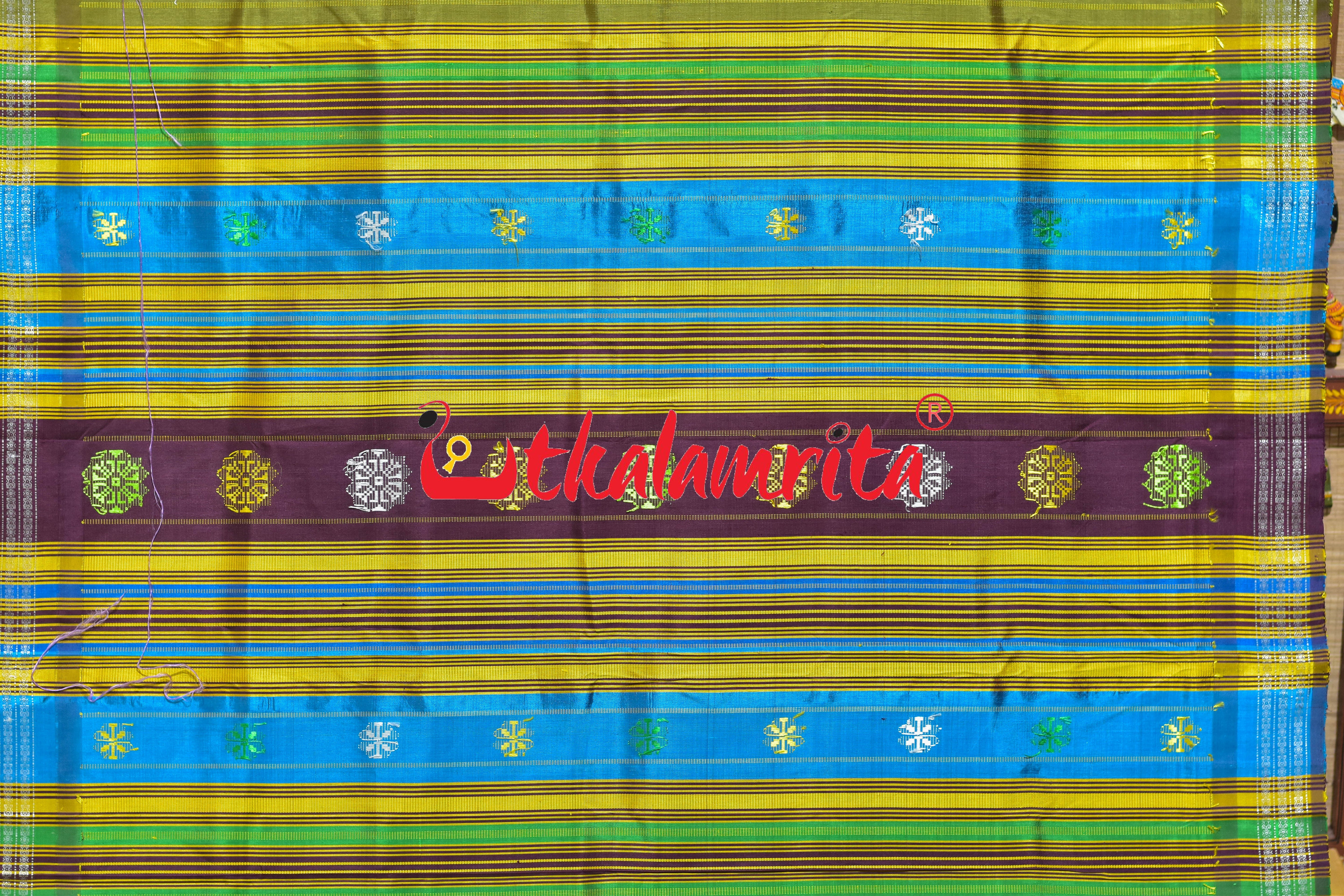 Purple Berry Maroon Double Anchal Berhampuri Silk Saree