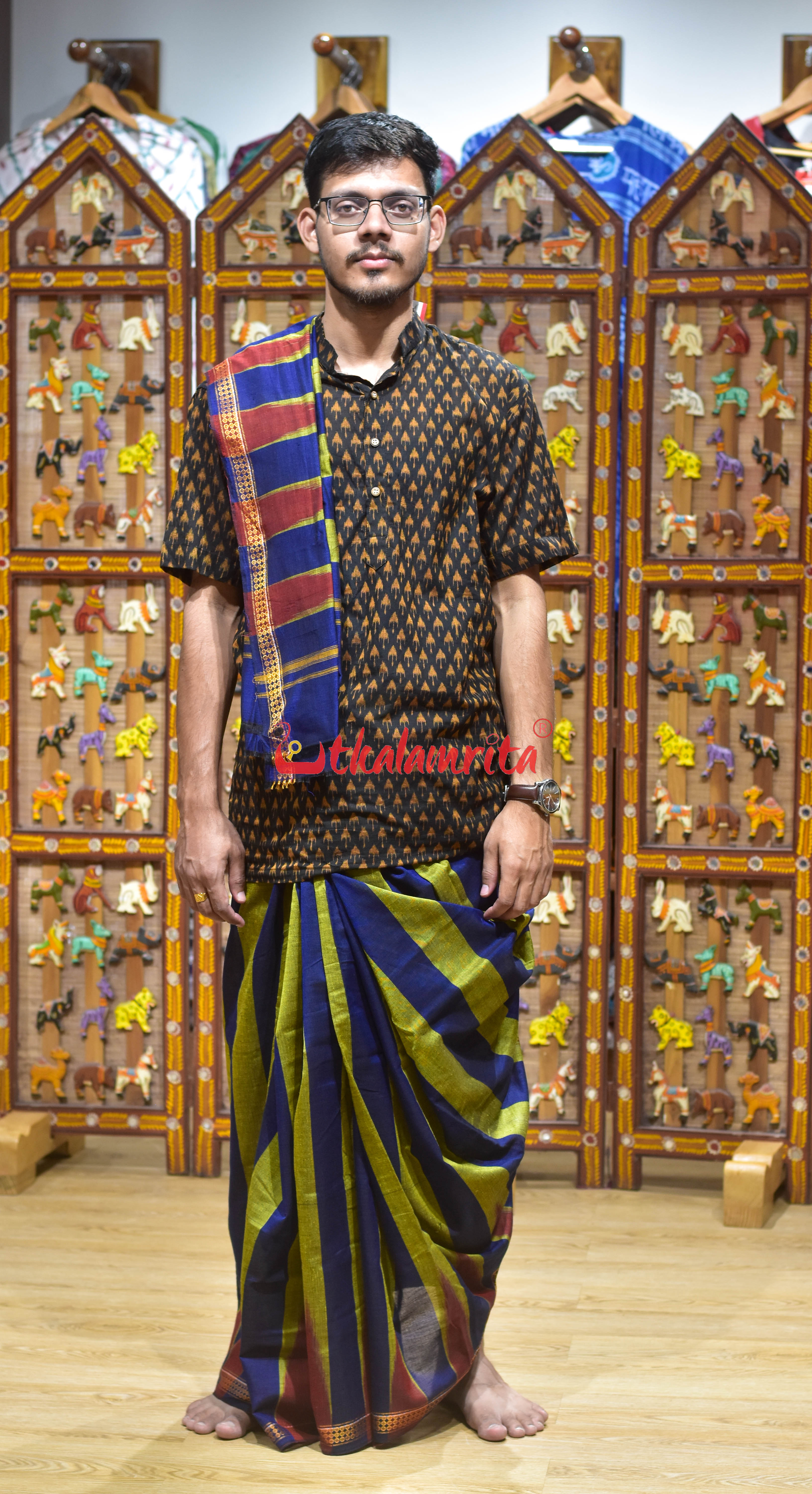Green Blue Pati Kumbha Cotton Joda