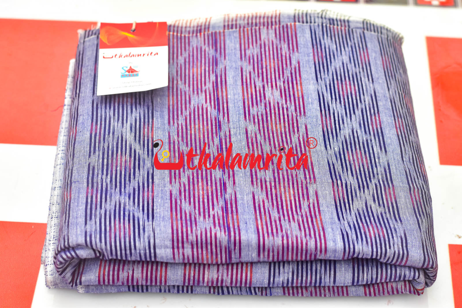 Red Blue Bandha on Purple (Fabric)