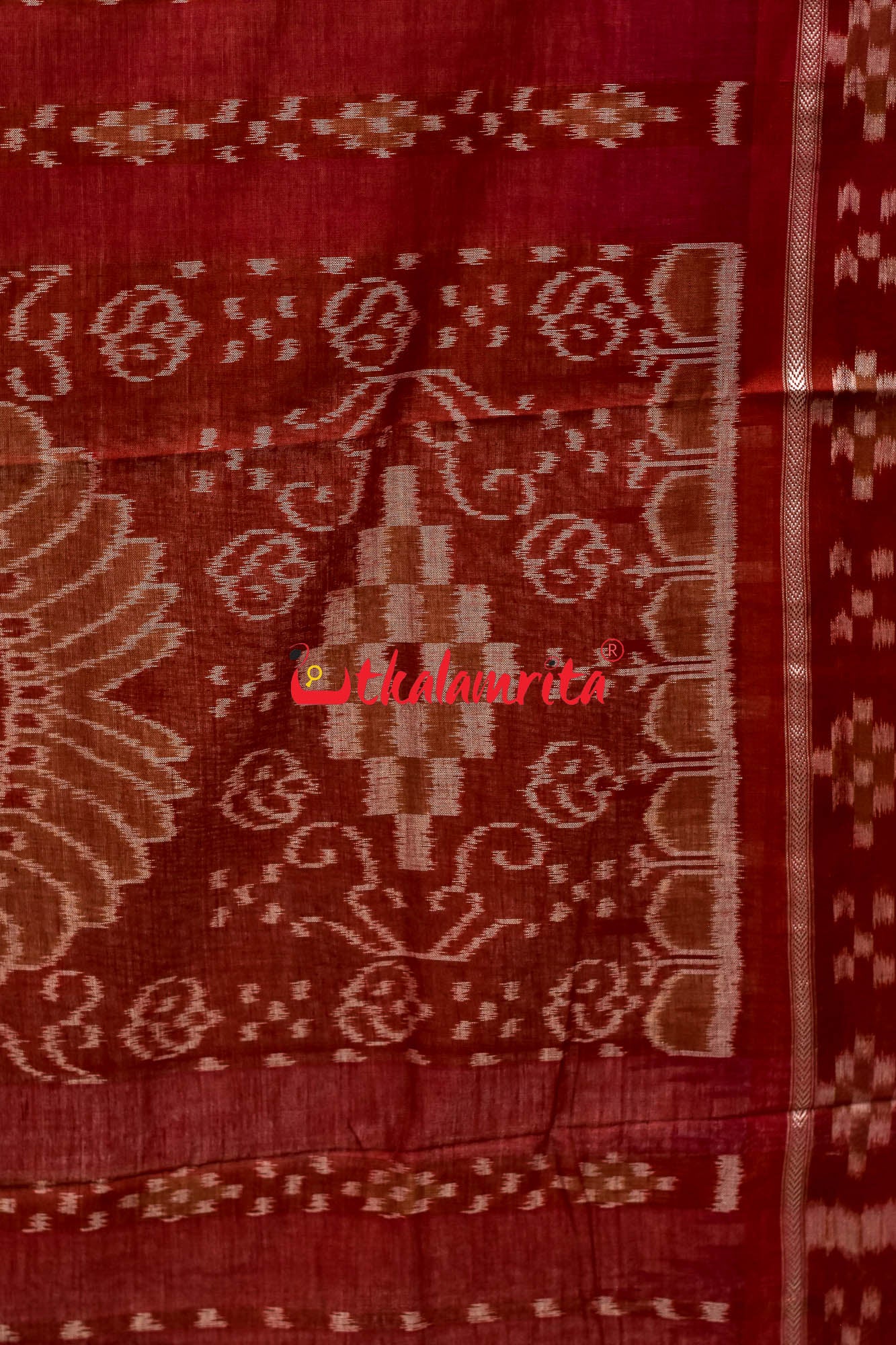 Off White Kumbha Pasapali Border Khandua Cotton Saree