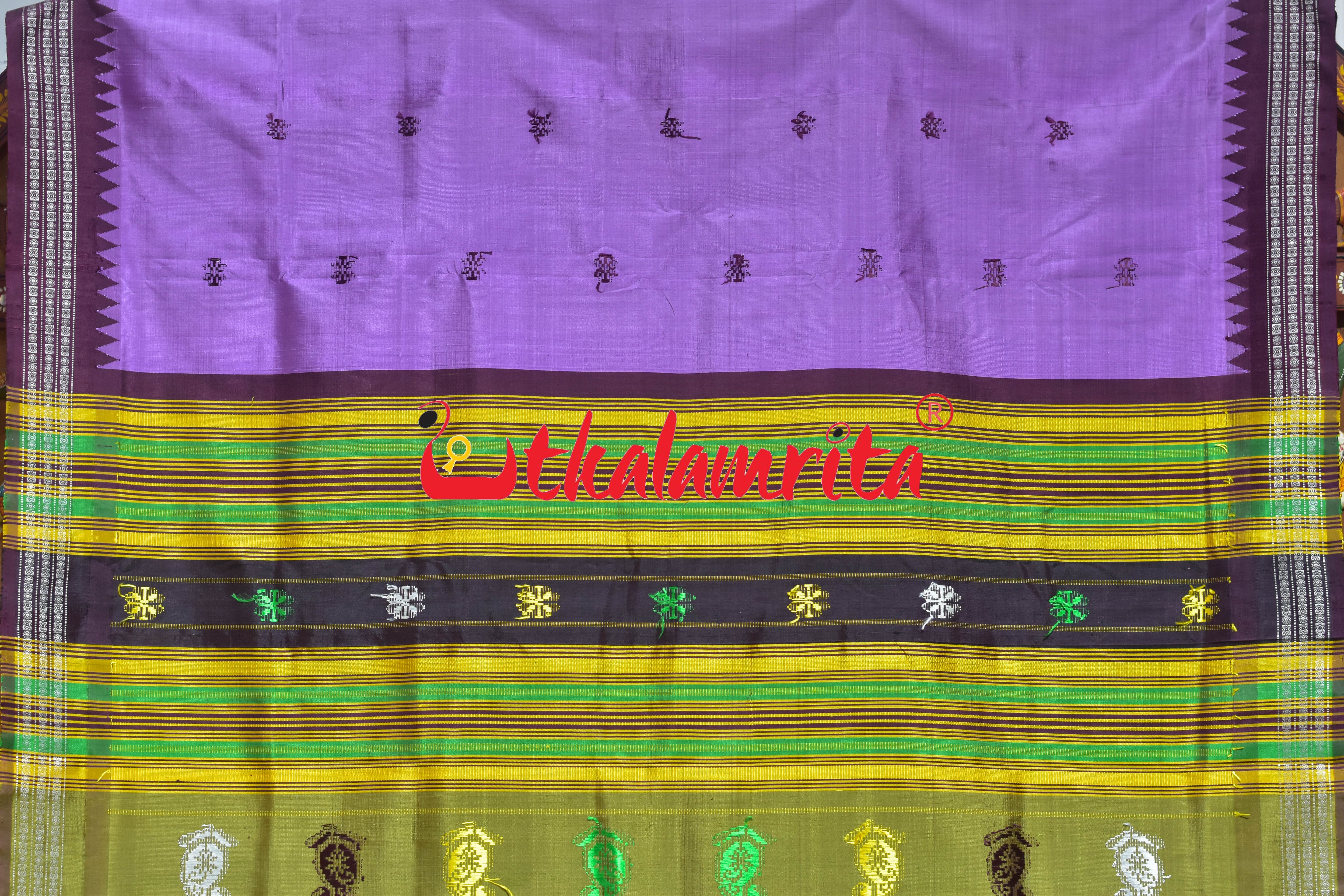 Purple Berry Maroon Double Anchal Berhampuri Silk Saree