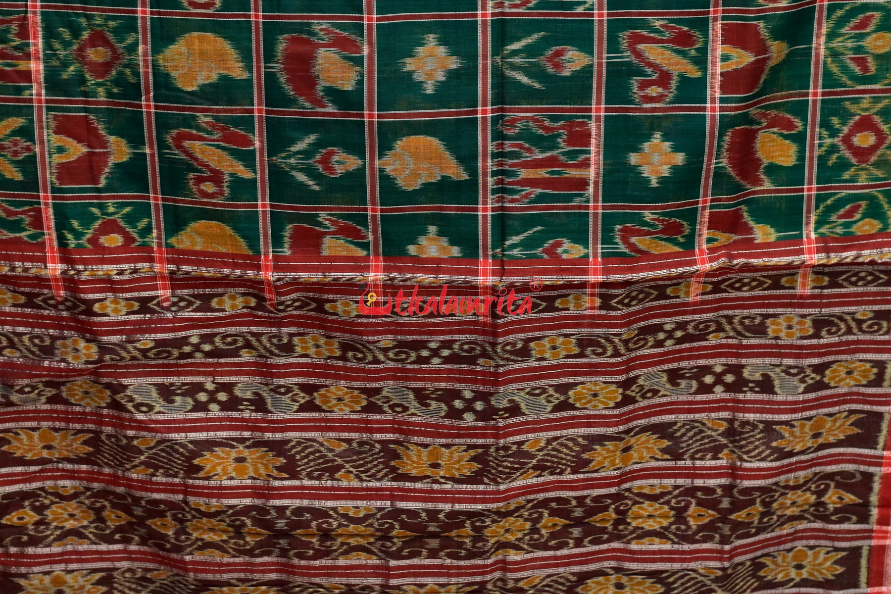 Deep Green Nabakothi Cotton Saree