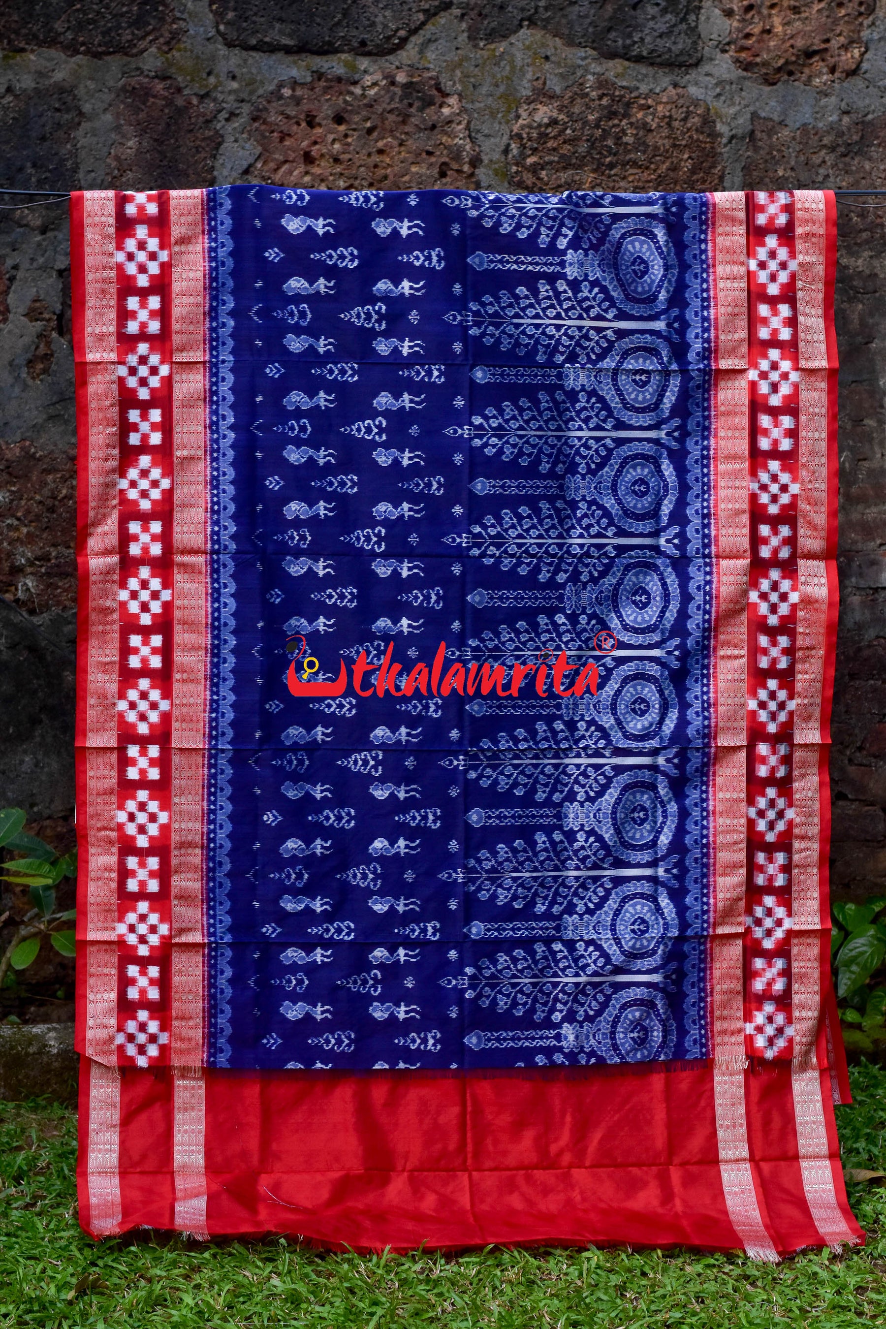 Prussian Blue Tribals Sambalpuri Silk Saree