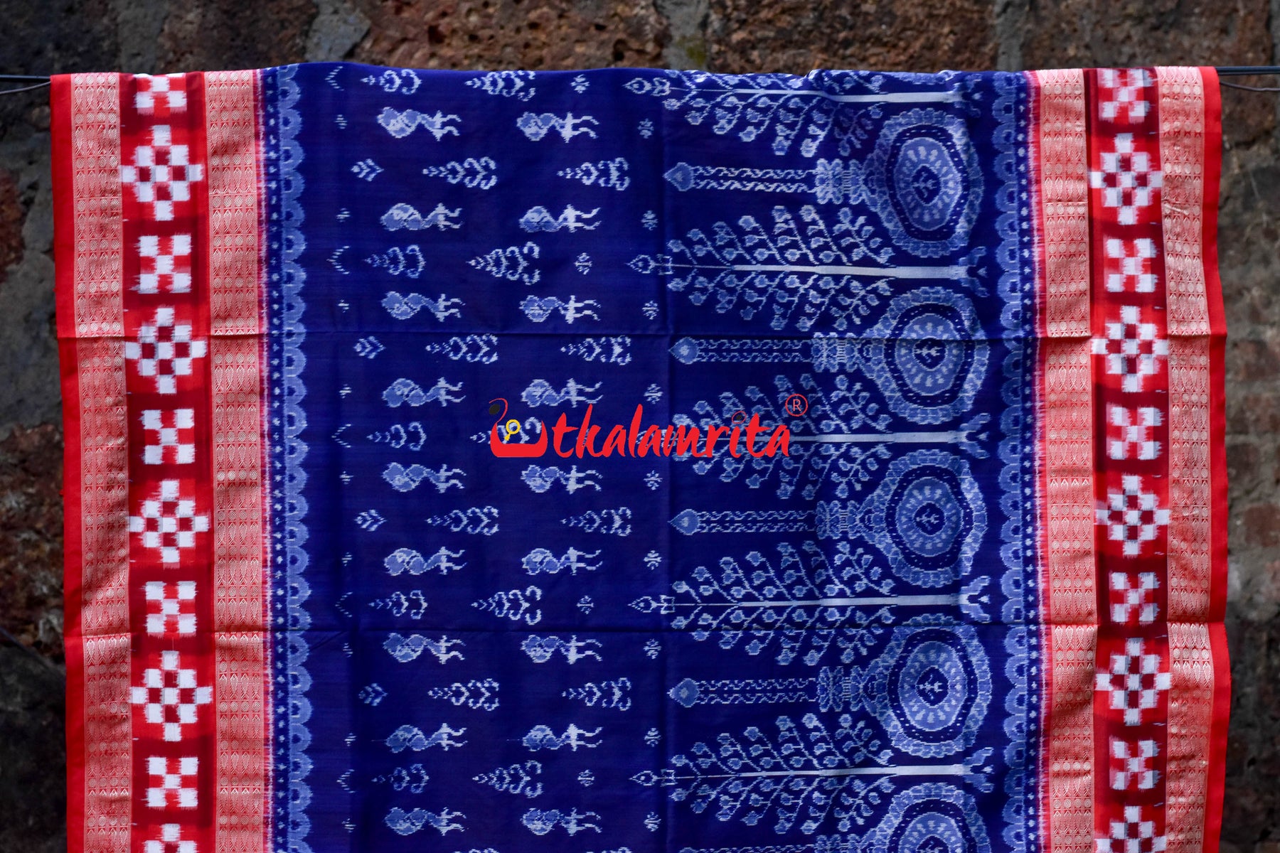 Prussian Blue Tribals Sambalpuri Silk Saree