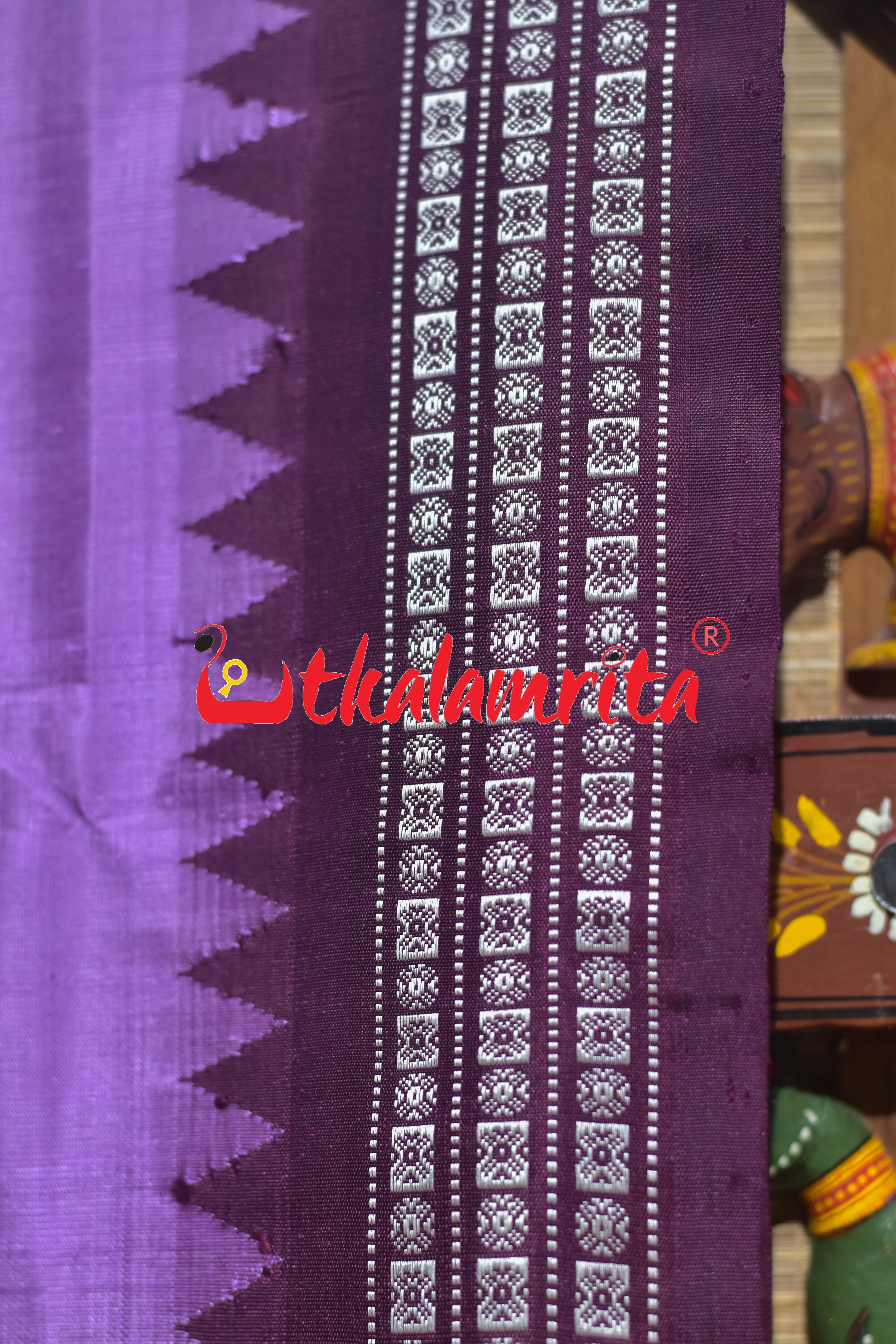 Purple Berry Maroon Double Anchal Berhampuri Silk Saree