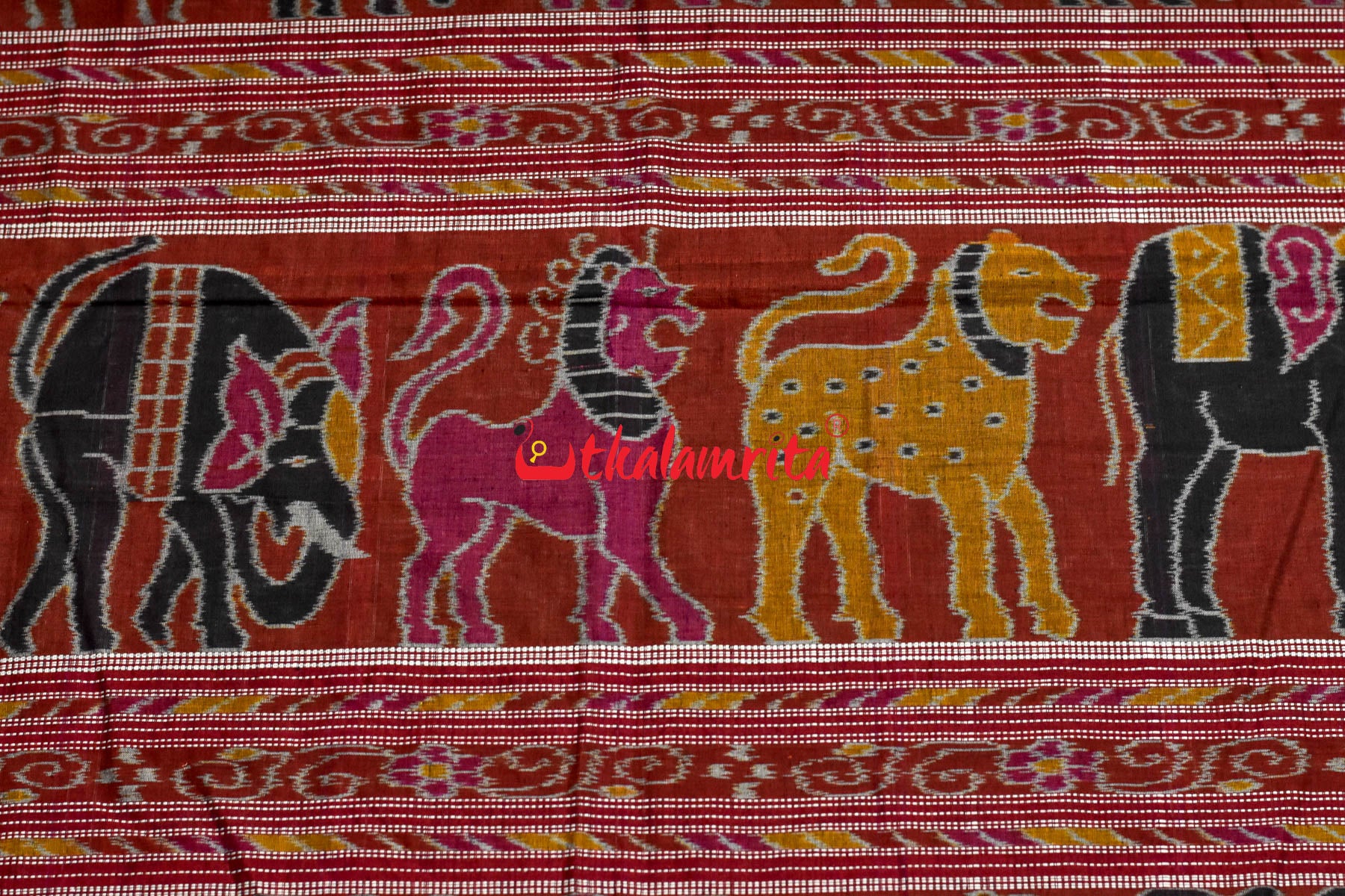 Black Red and Green Combo Nabakothi Cotton Saree