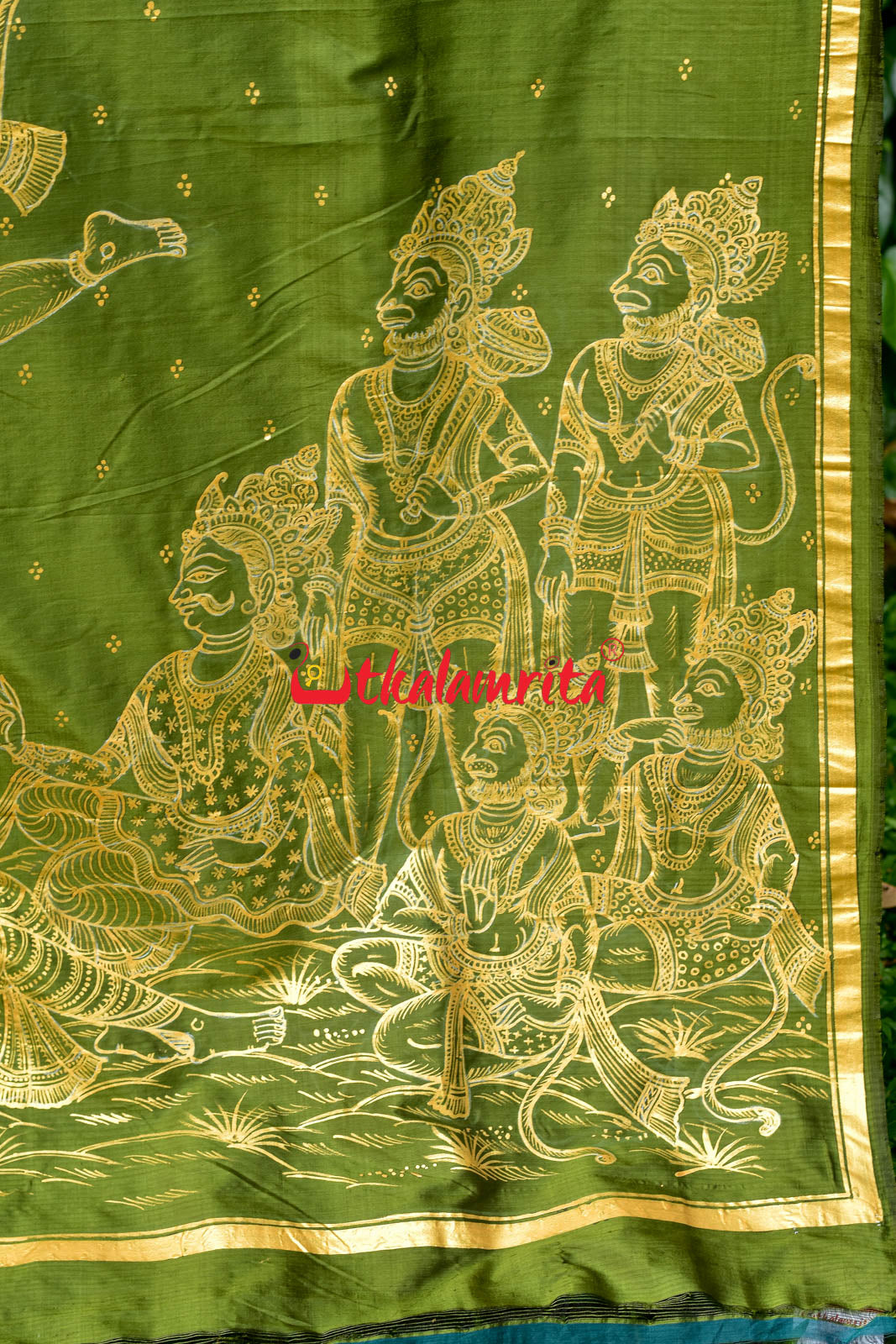 Lakhmana Sakti Bheda Mehendi Pattachitra Silk Saree