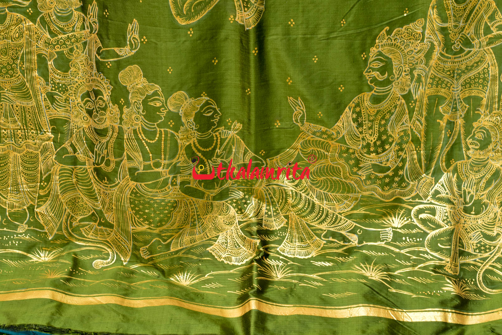 Lakhmana Sakti Bheda Mehendi Pattachitra Silk Saree
