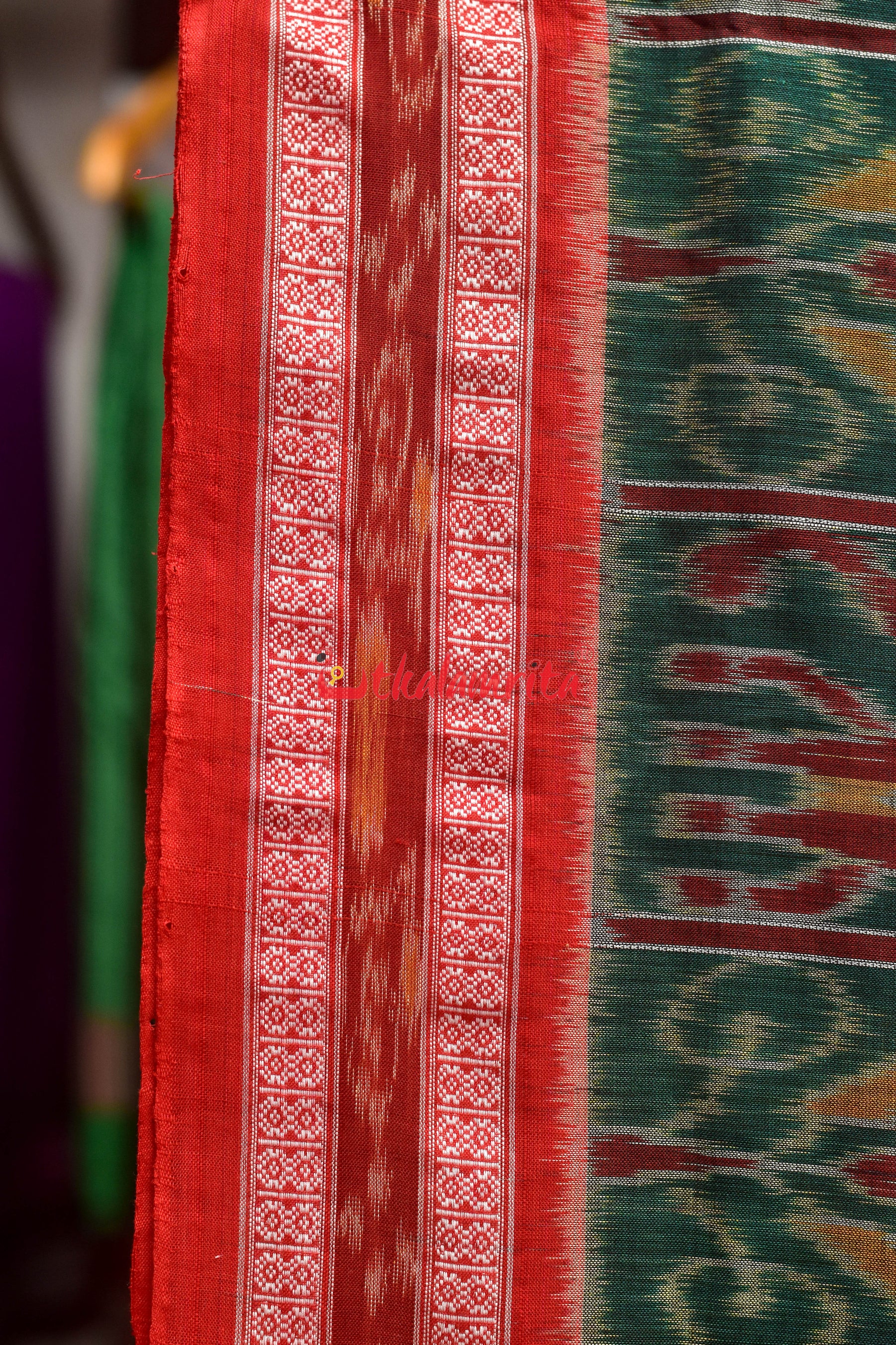 Deep Green Nabakothi Cotton Saree