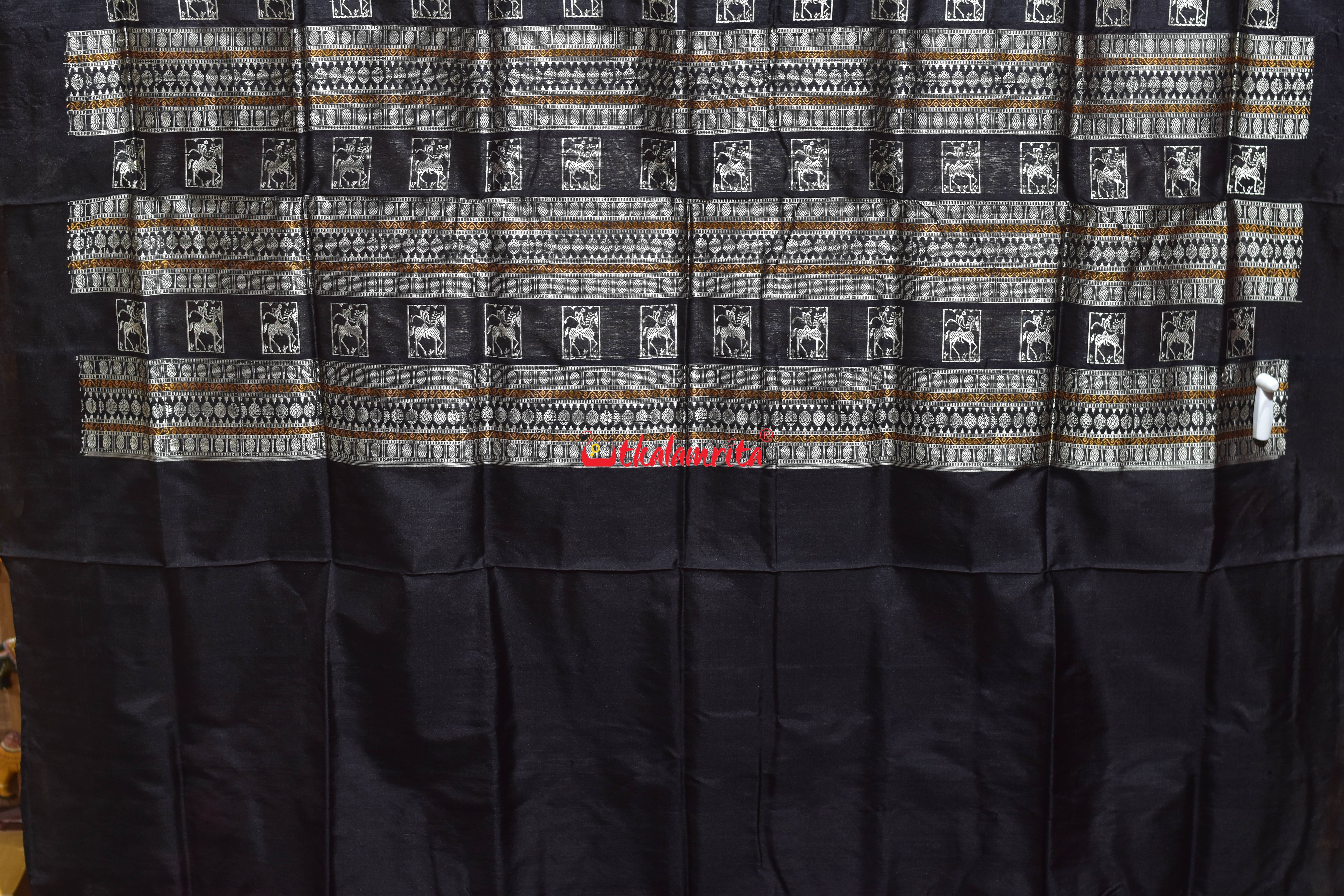 Red Black Sabari Tribal Bomkai Silk Saree