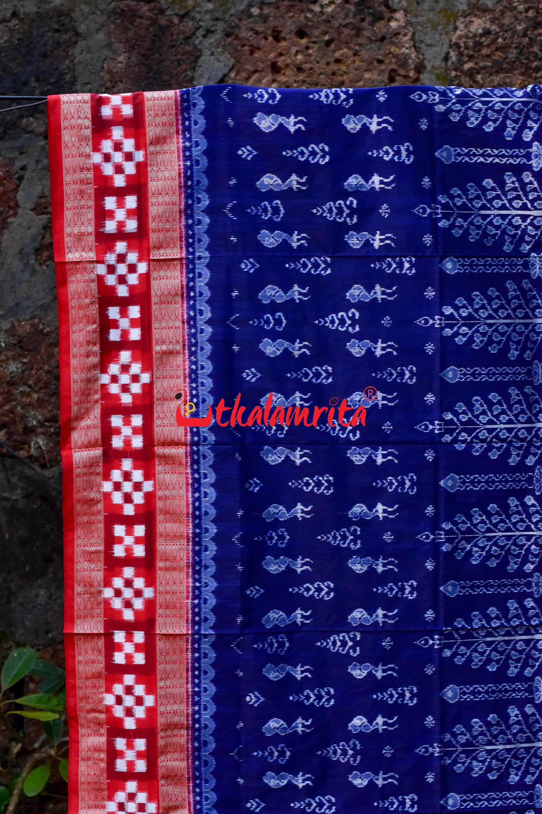 Prussian Blue Tribals Sambalpuri Silk Saree
