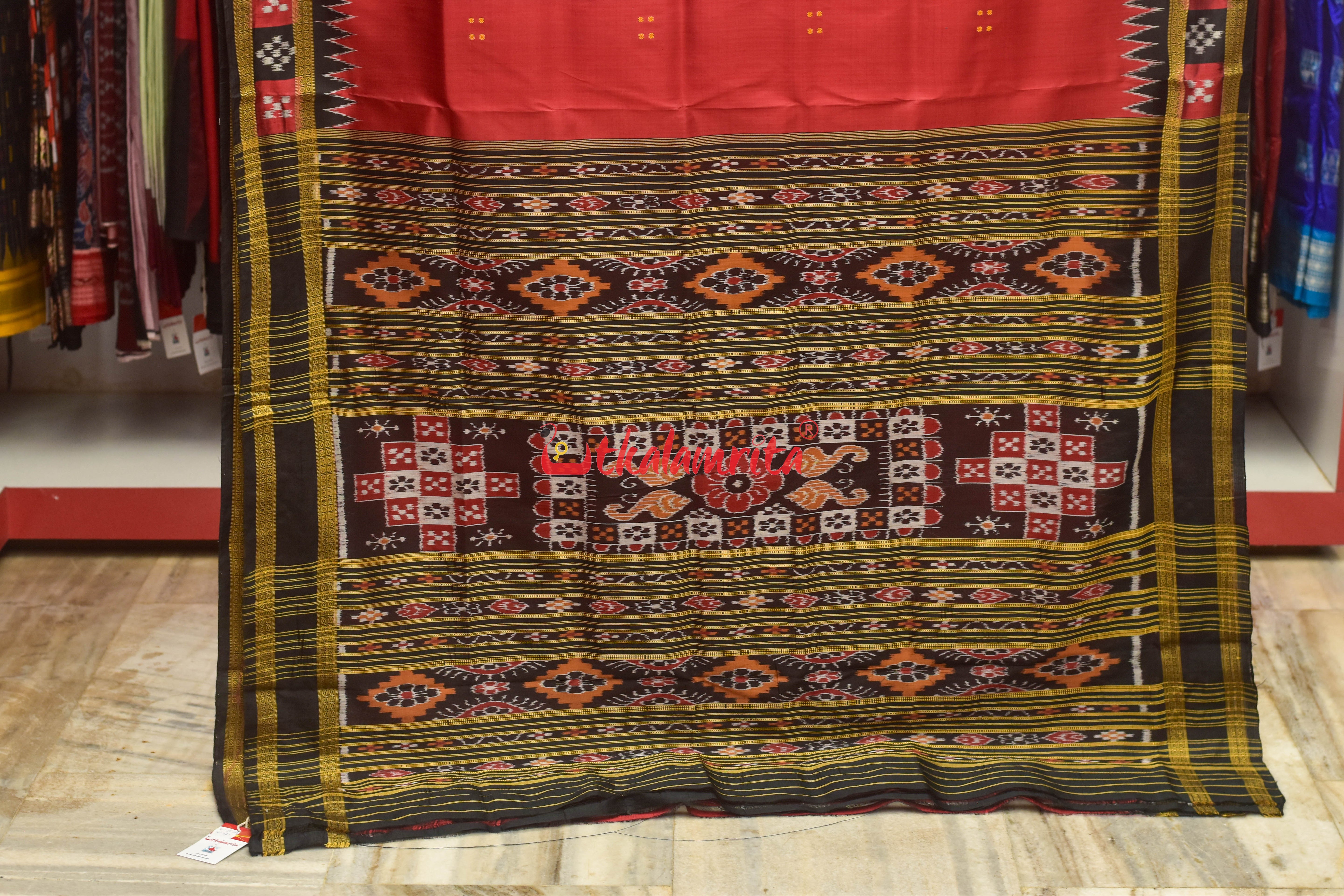 Maroon with Pasapali Border Khandua Silk Saree