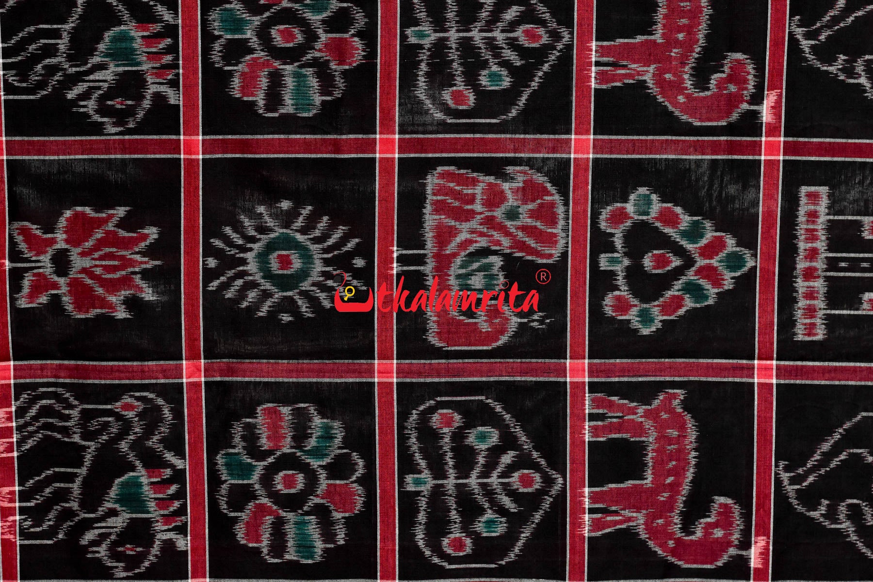 Black Red and Green Combo Nabakothi Cotton Saree