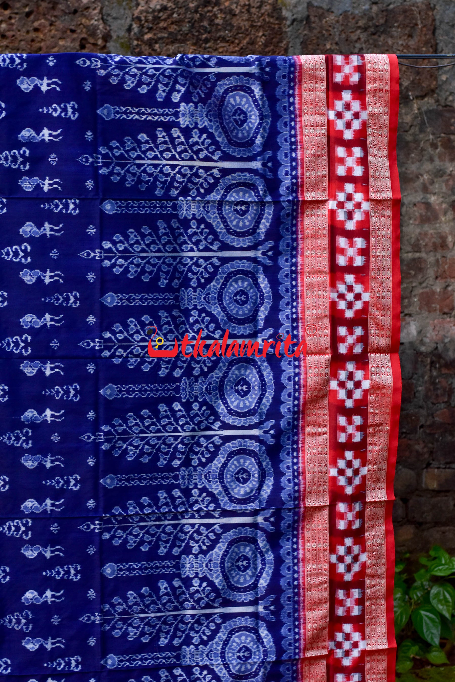 Prussian Blue Tribals Sambalpuri Silk Saree
