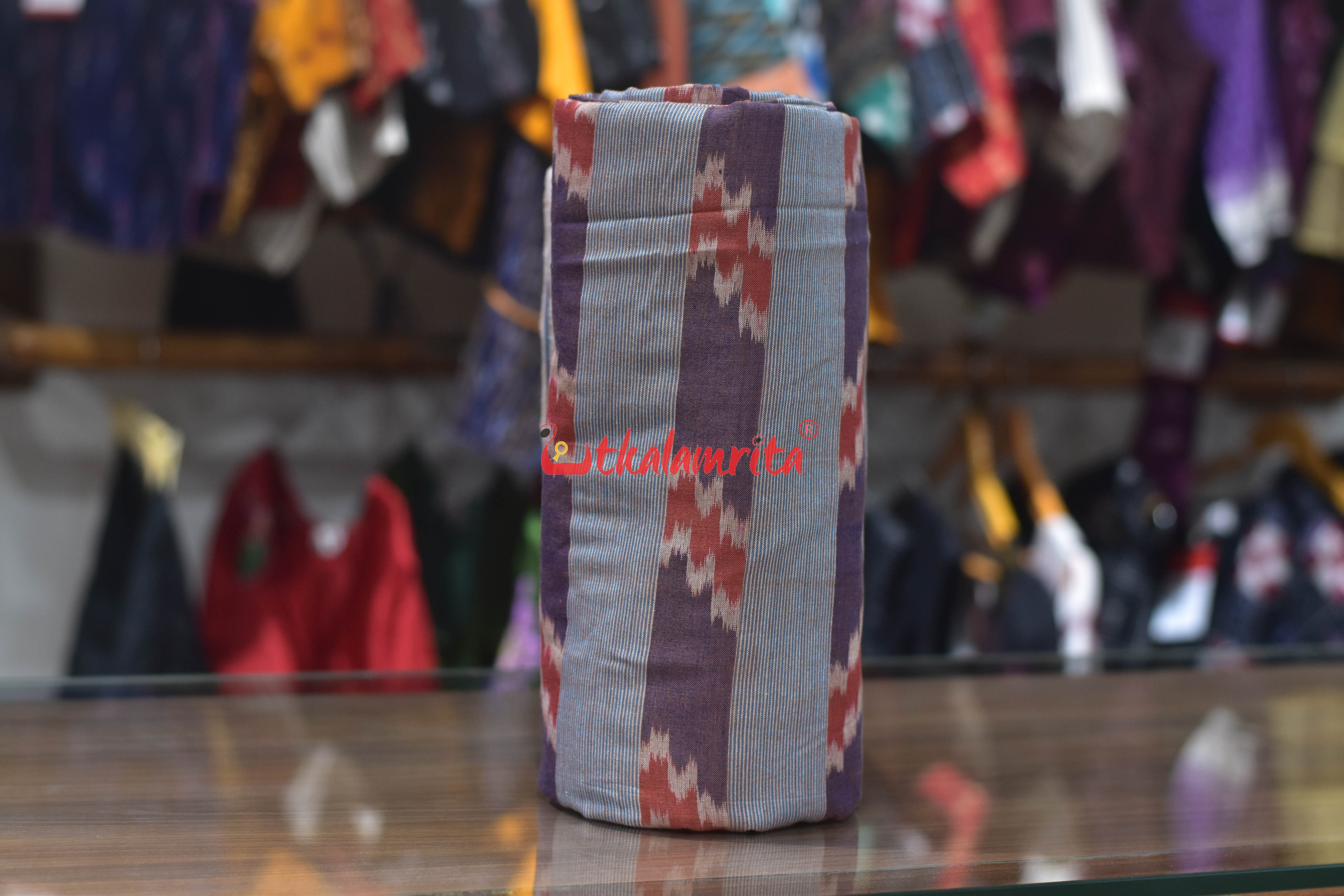 Dual Shade Purple Golden Lines Cotton (Fabric)