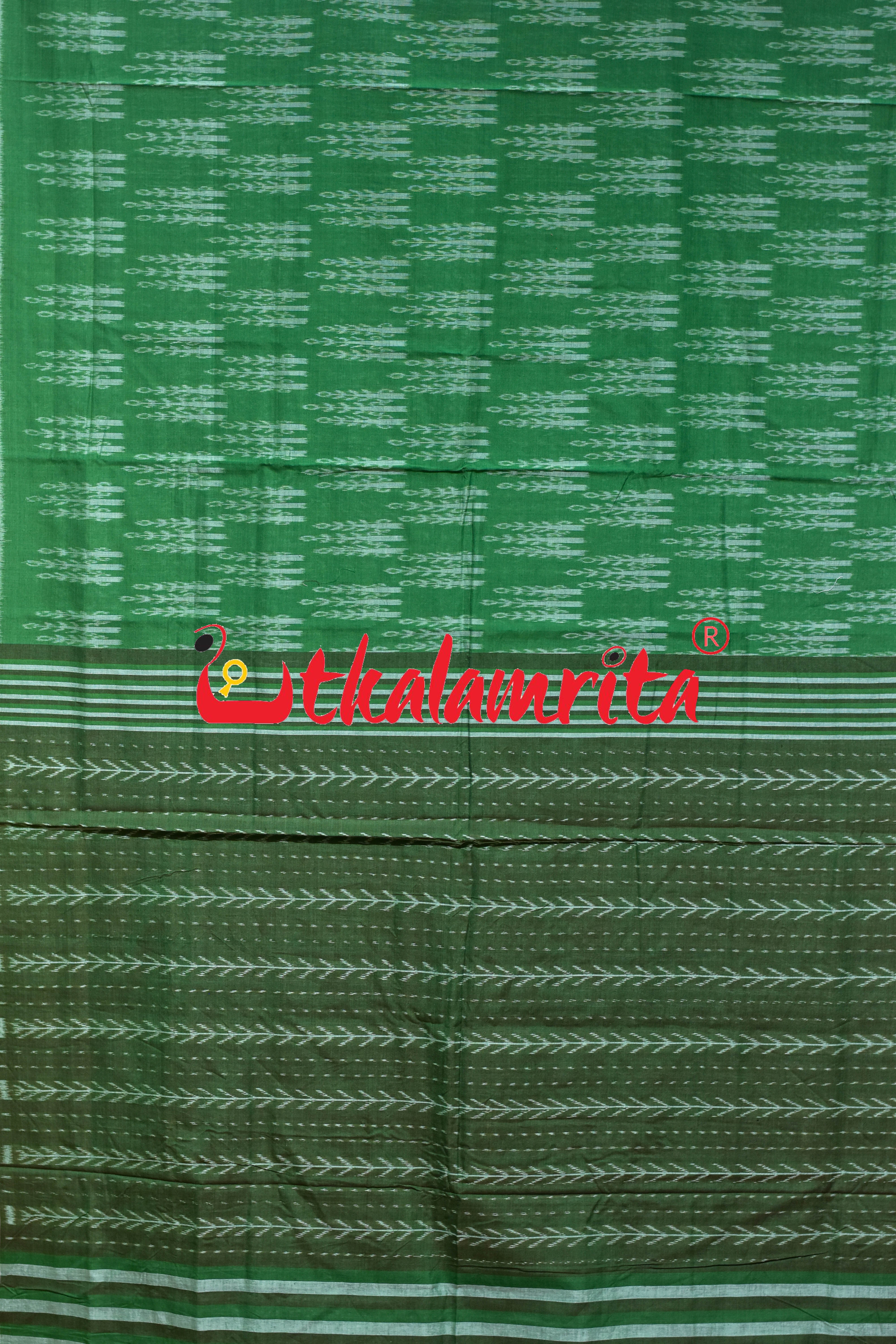 Green Makka Chaonra Khandua Cotton Saree