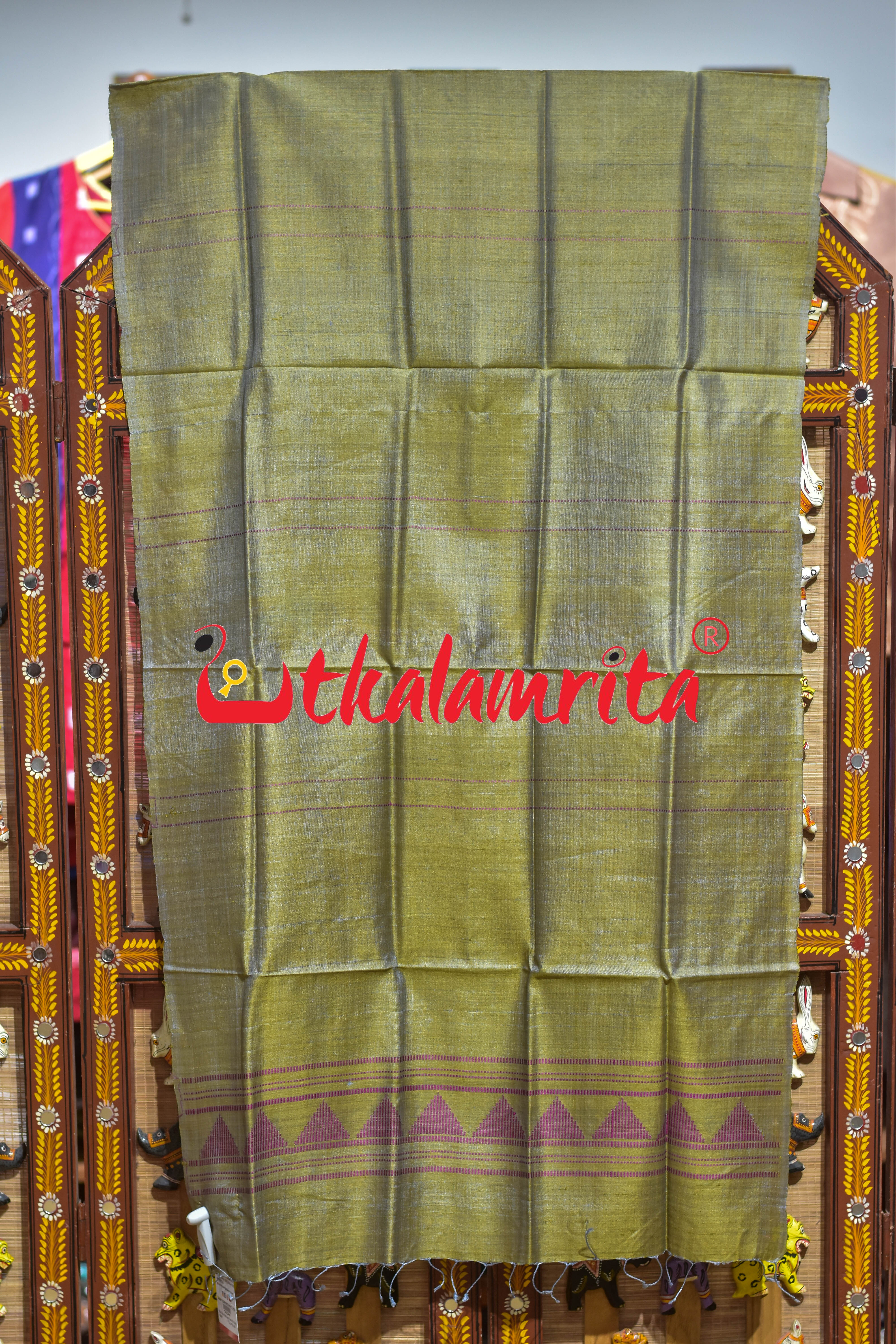 Shiny Golden Pink Dongria Tussar Silk (Stole)