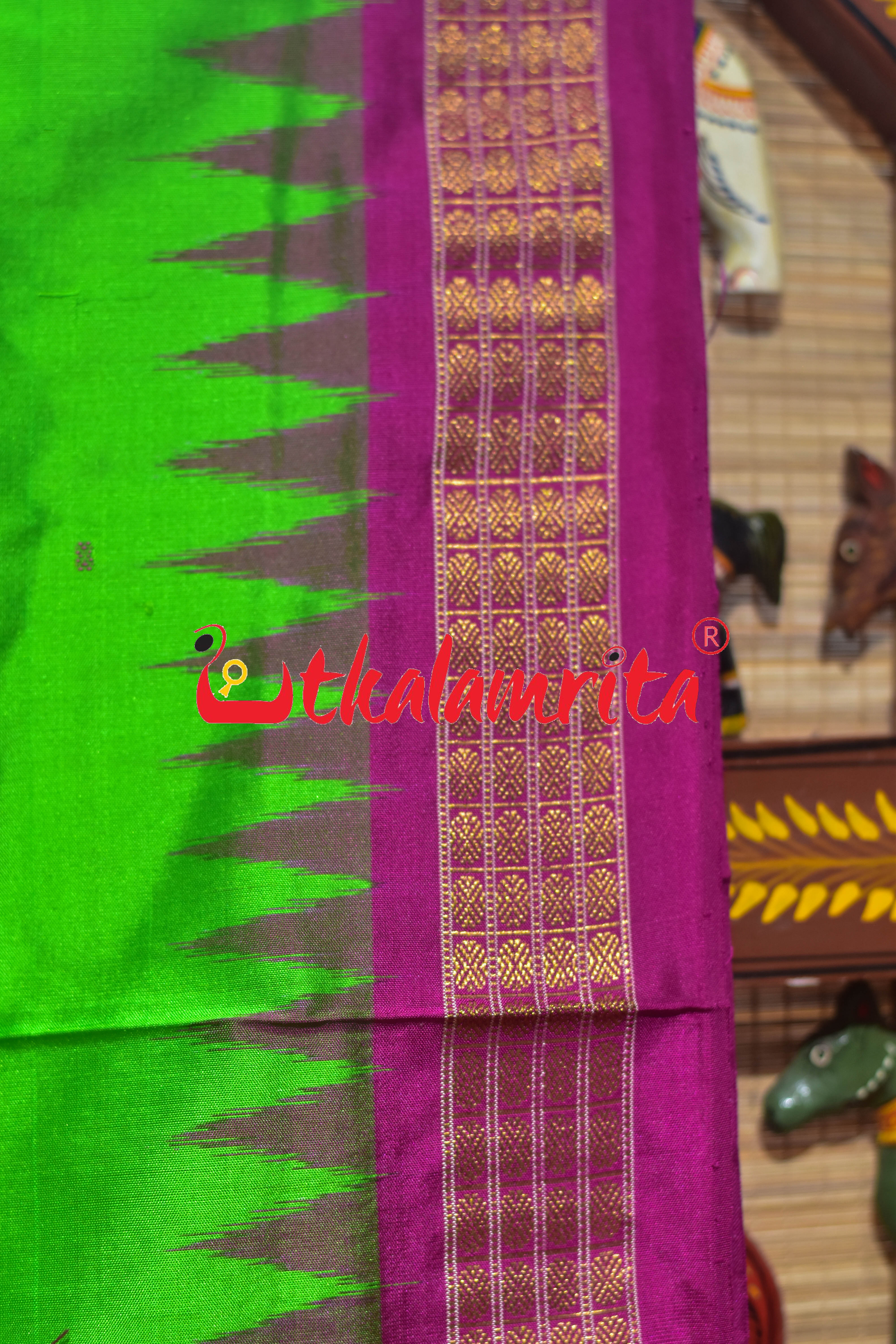 Green Pink Half Tissue Sambalpuri Silk Saree