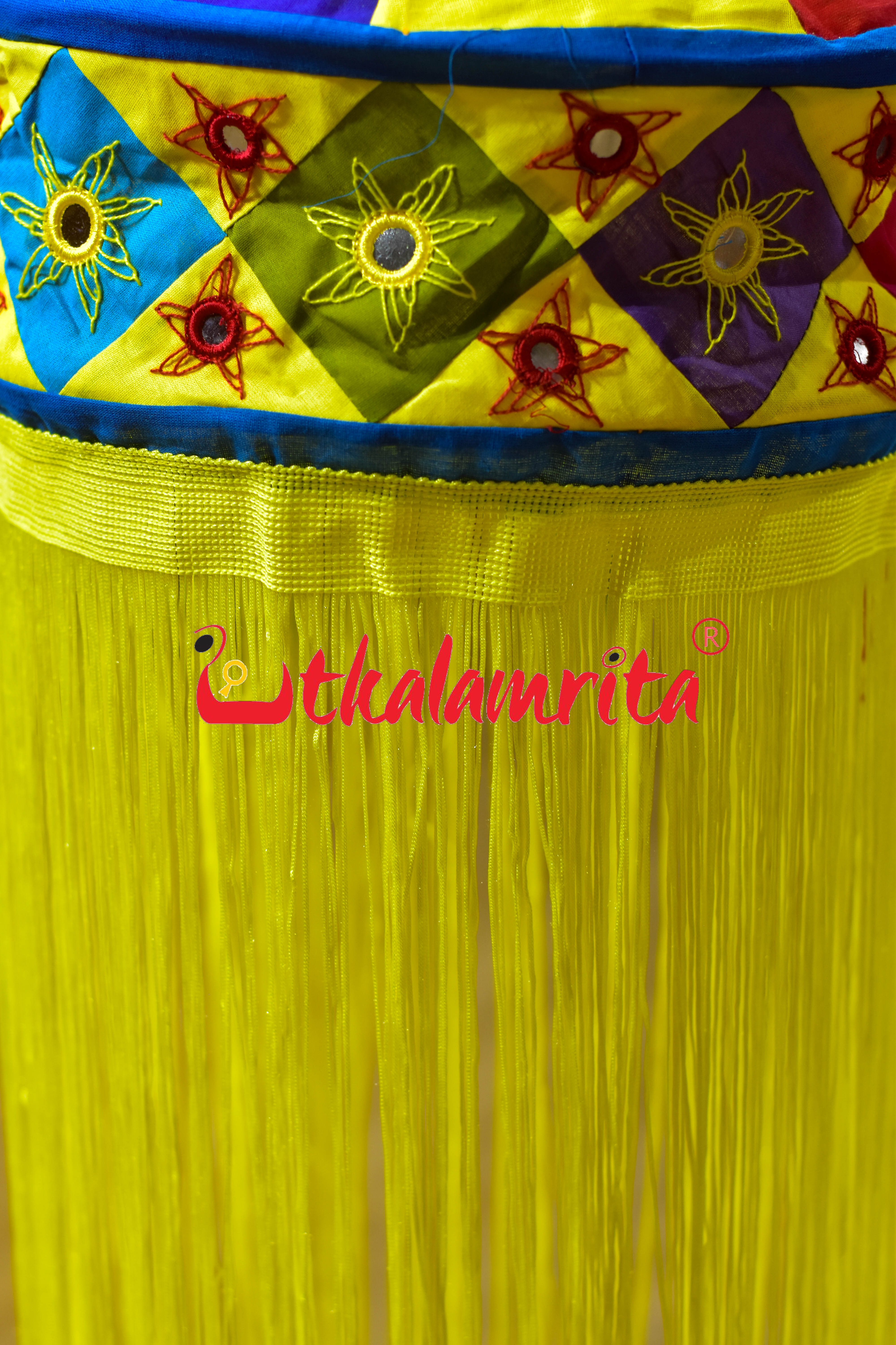 Multicolor Blue Dhadi Special Round Jhaller Lampshade