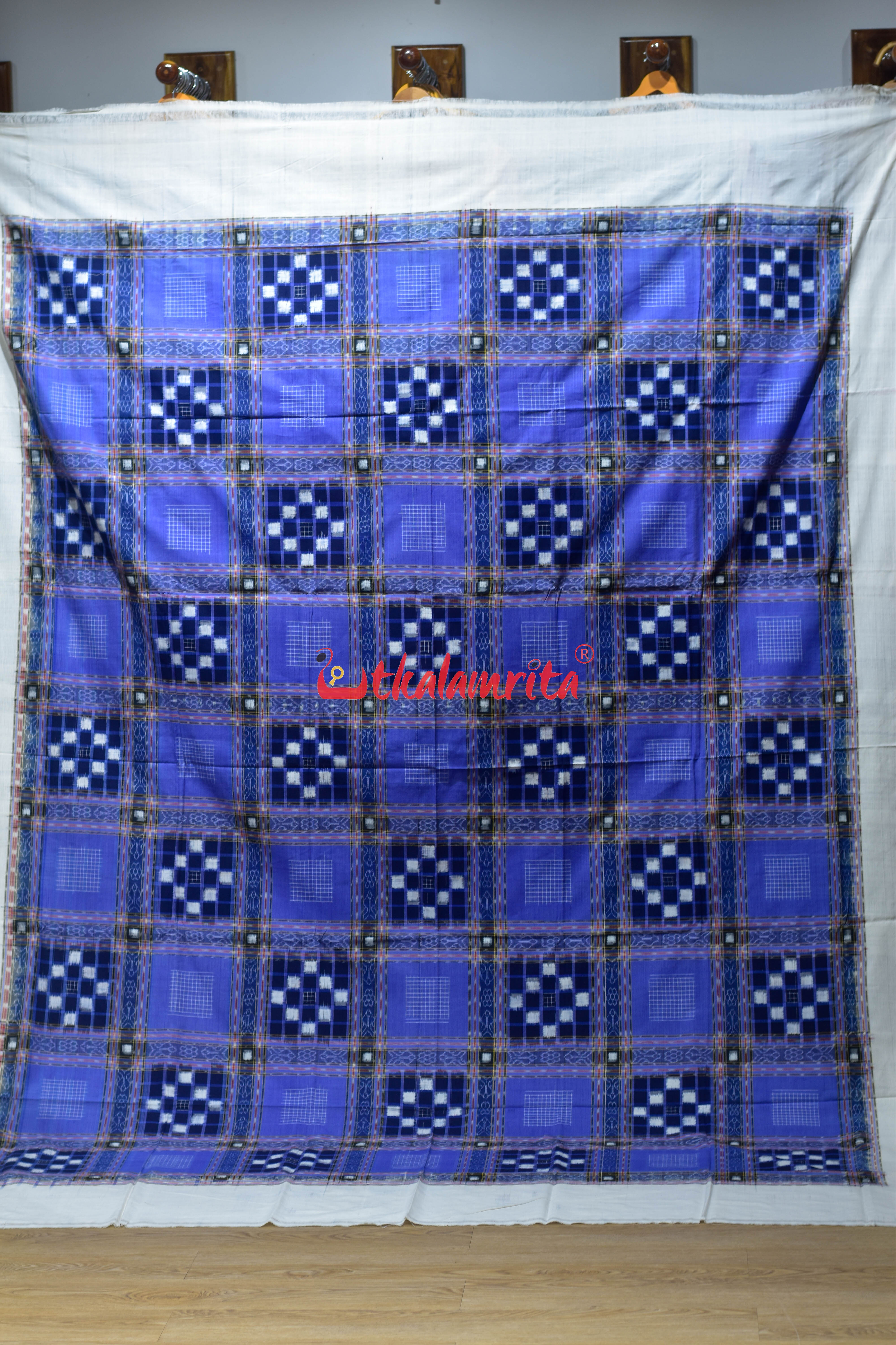 Sky Blue Check Pasapali (Double Bedsheet)