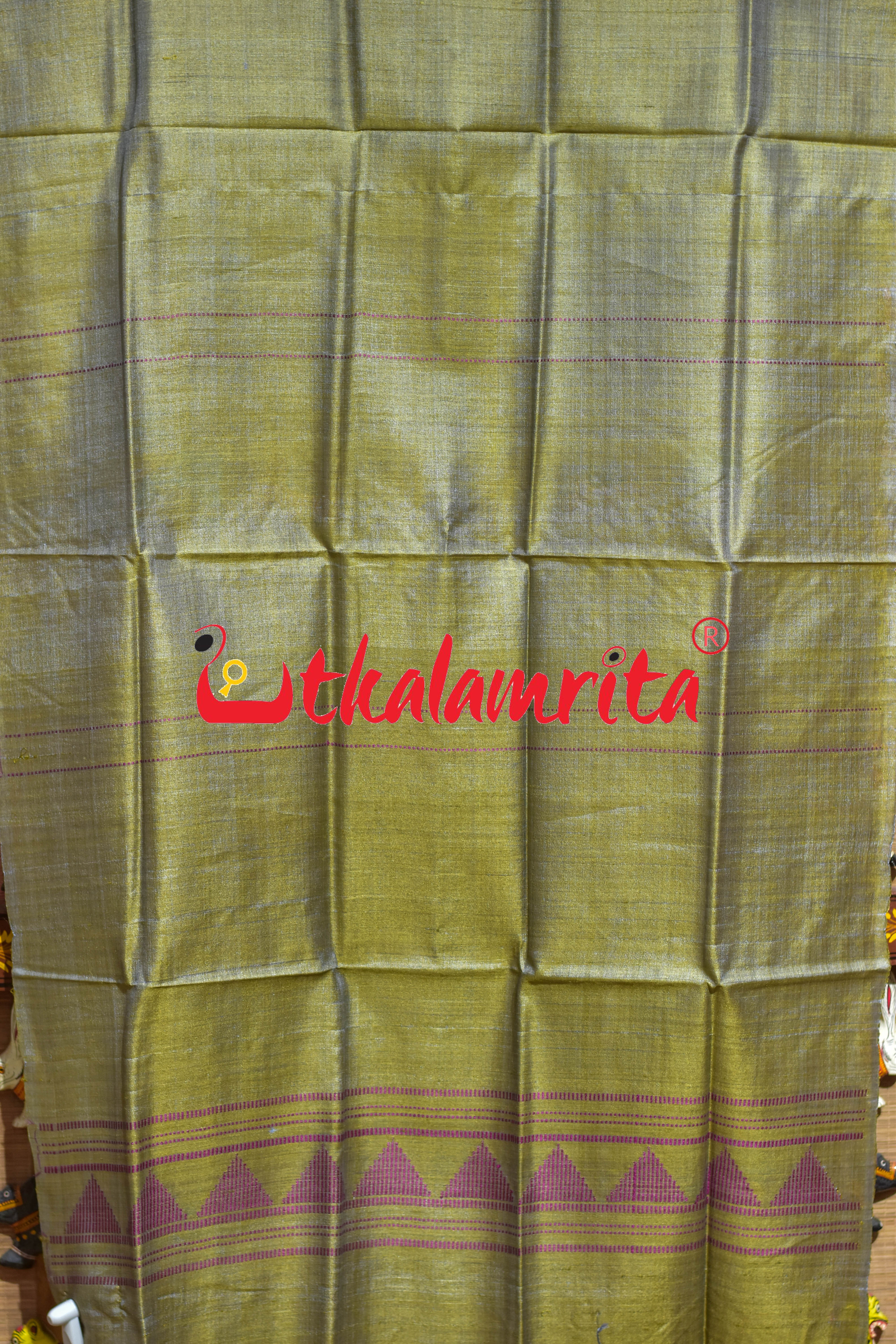 Shiny Golden Pink Dongria Tussar Silk (Stole)