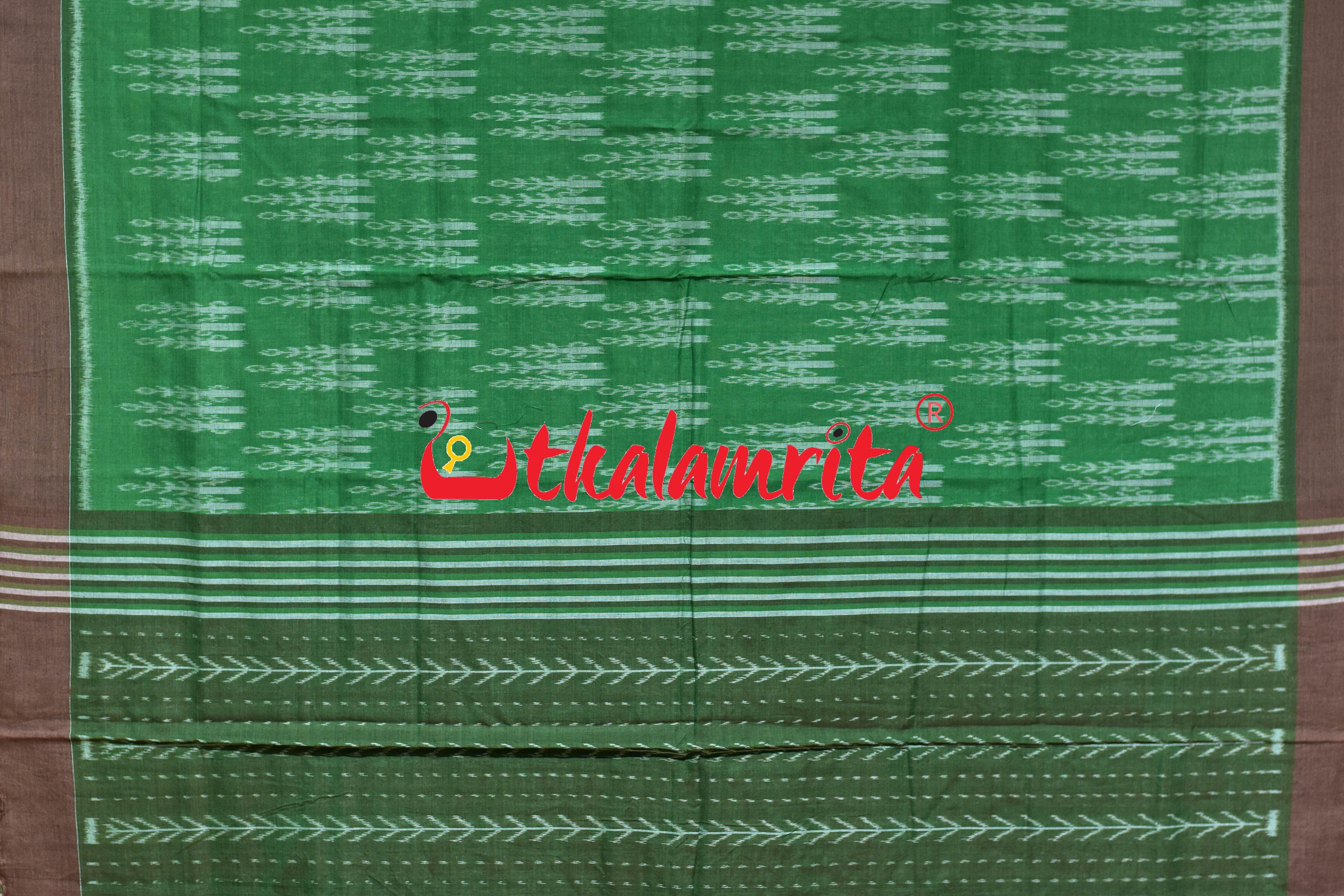 Green Makka Chaonra Khandua Cotton Saree