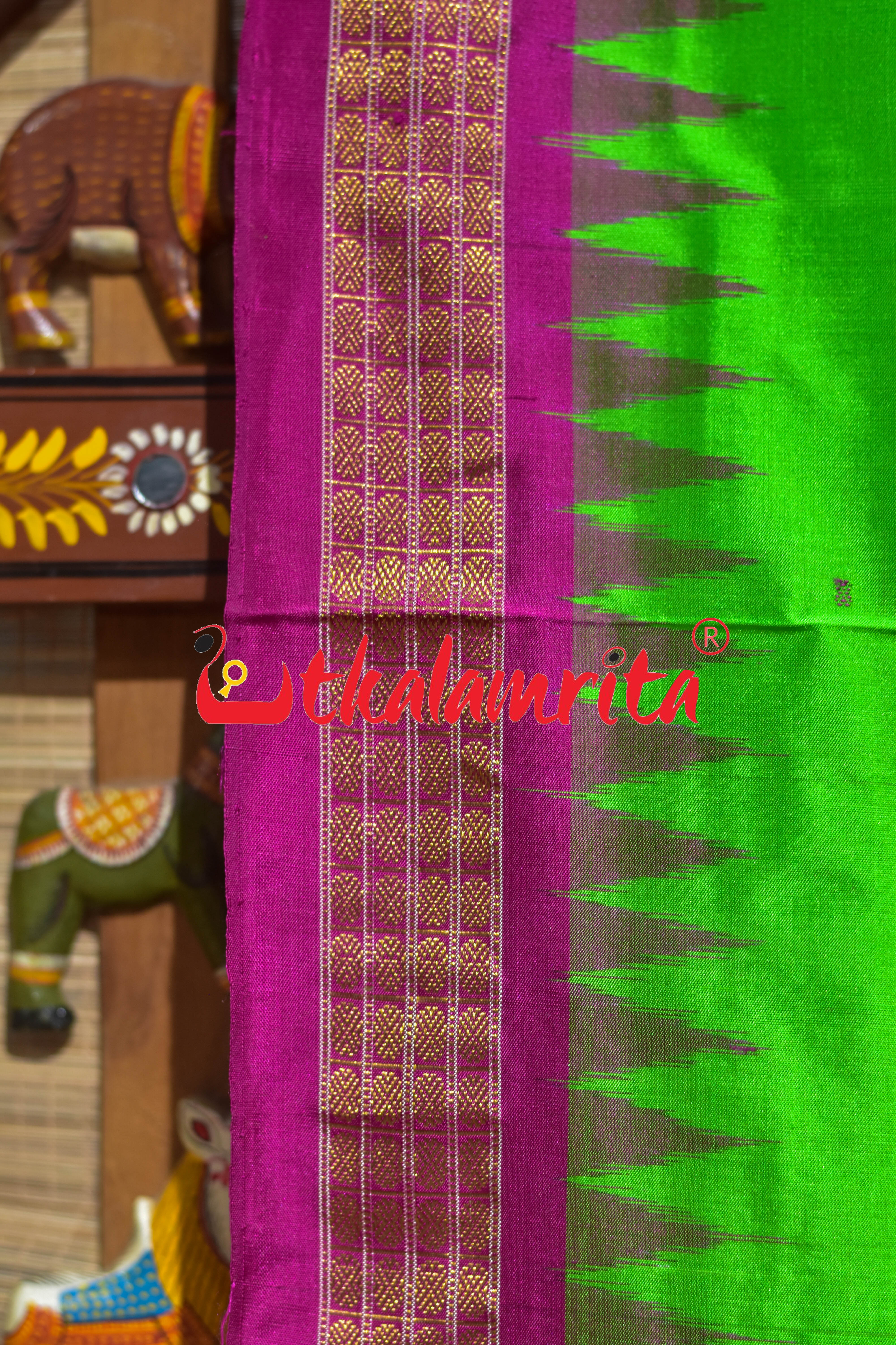 Green Pink Half Tissue Sambalpuri Silk Saree