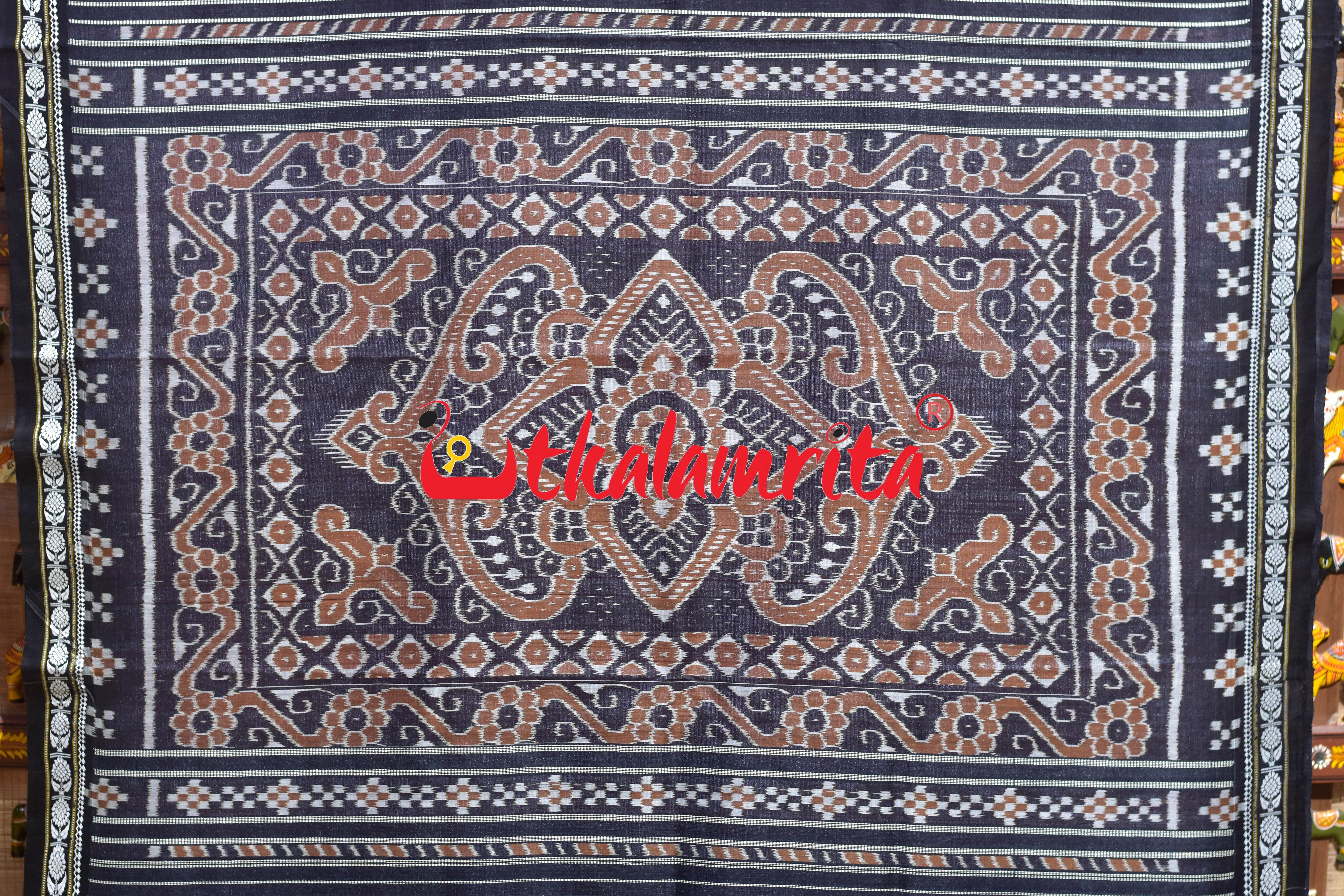 Pink Black Flower Dobby Gopalpur Tussar Saree