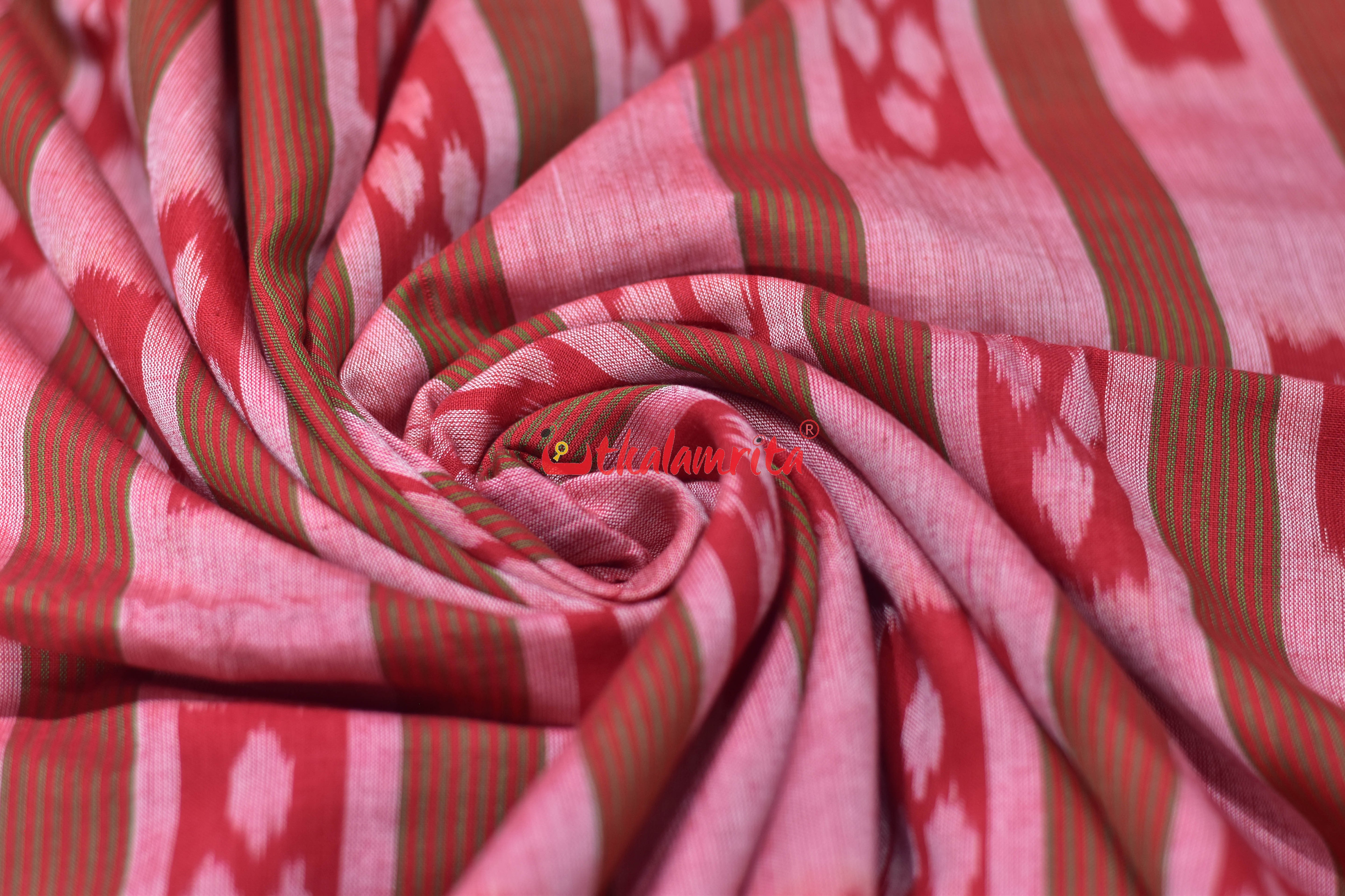 Four Petals Flower Pink Stripes Cotton (Fabric)