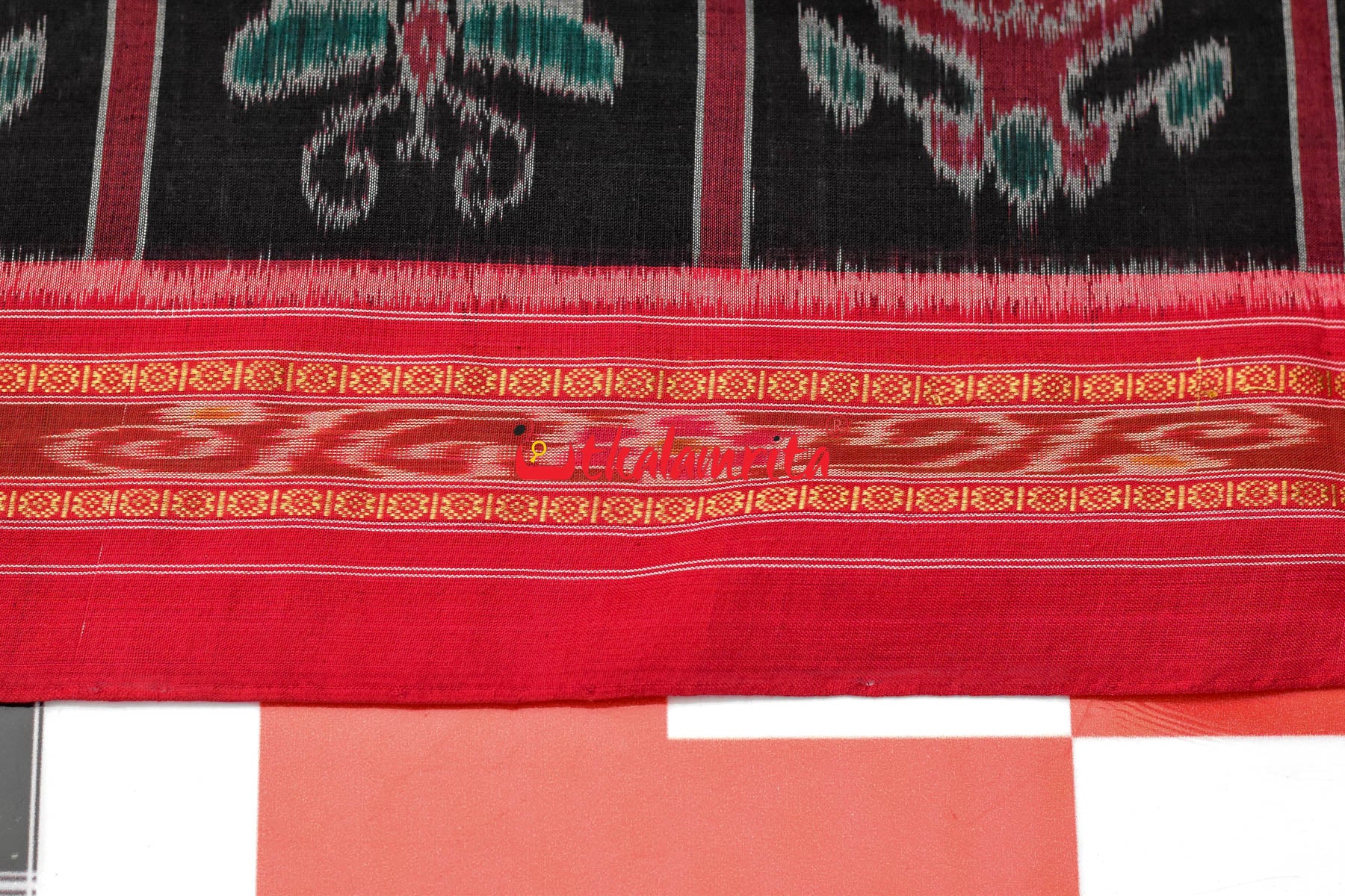 Black Red and Green Combo Nabakothi Cotton Saree
