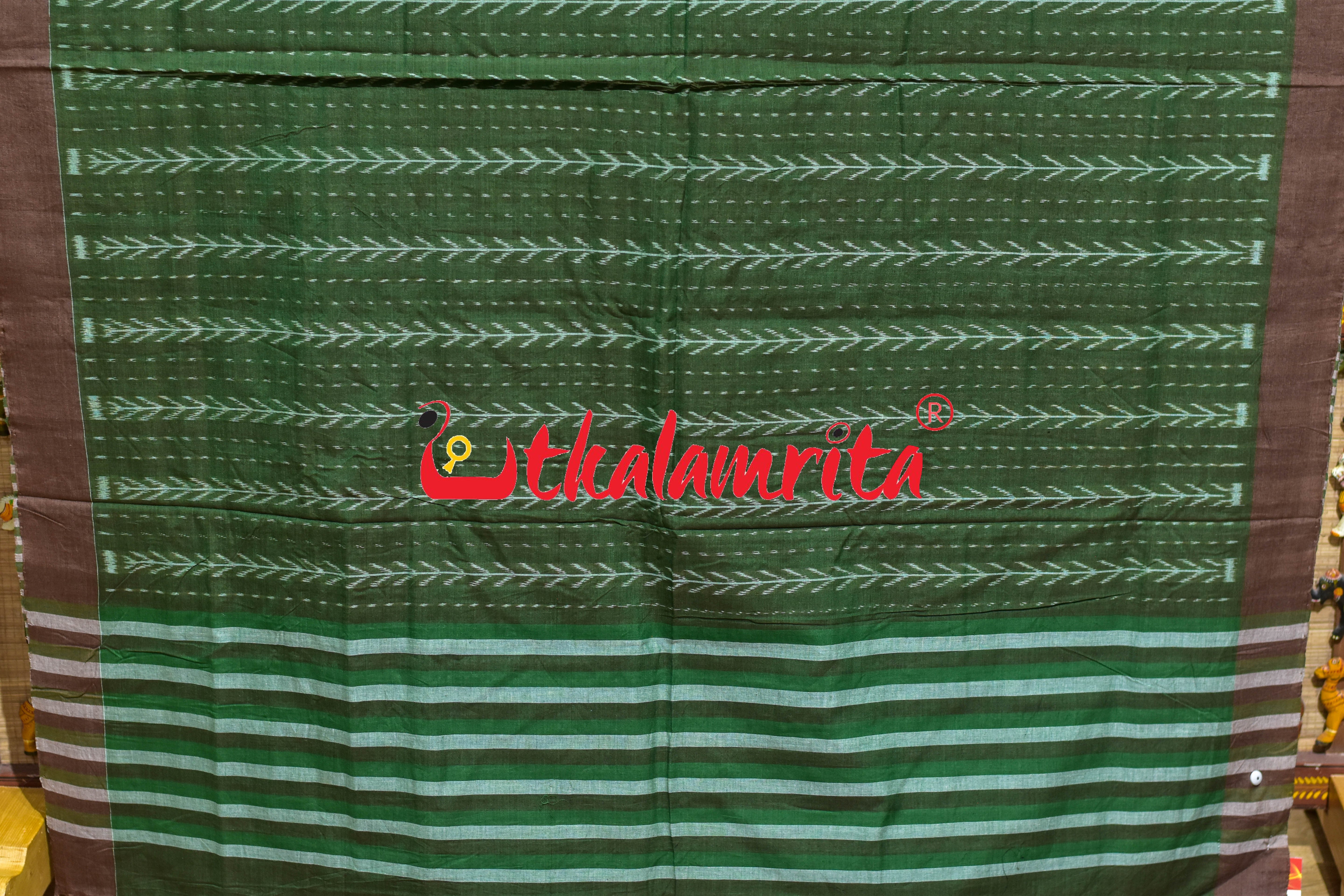Green Makka Chaonra Khandua Cotton Saree