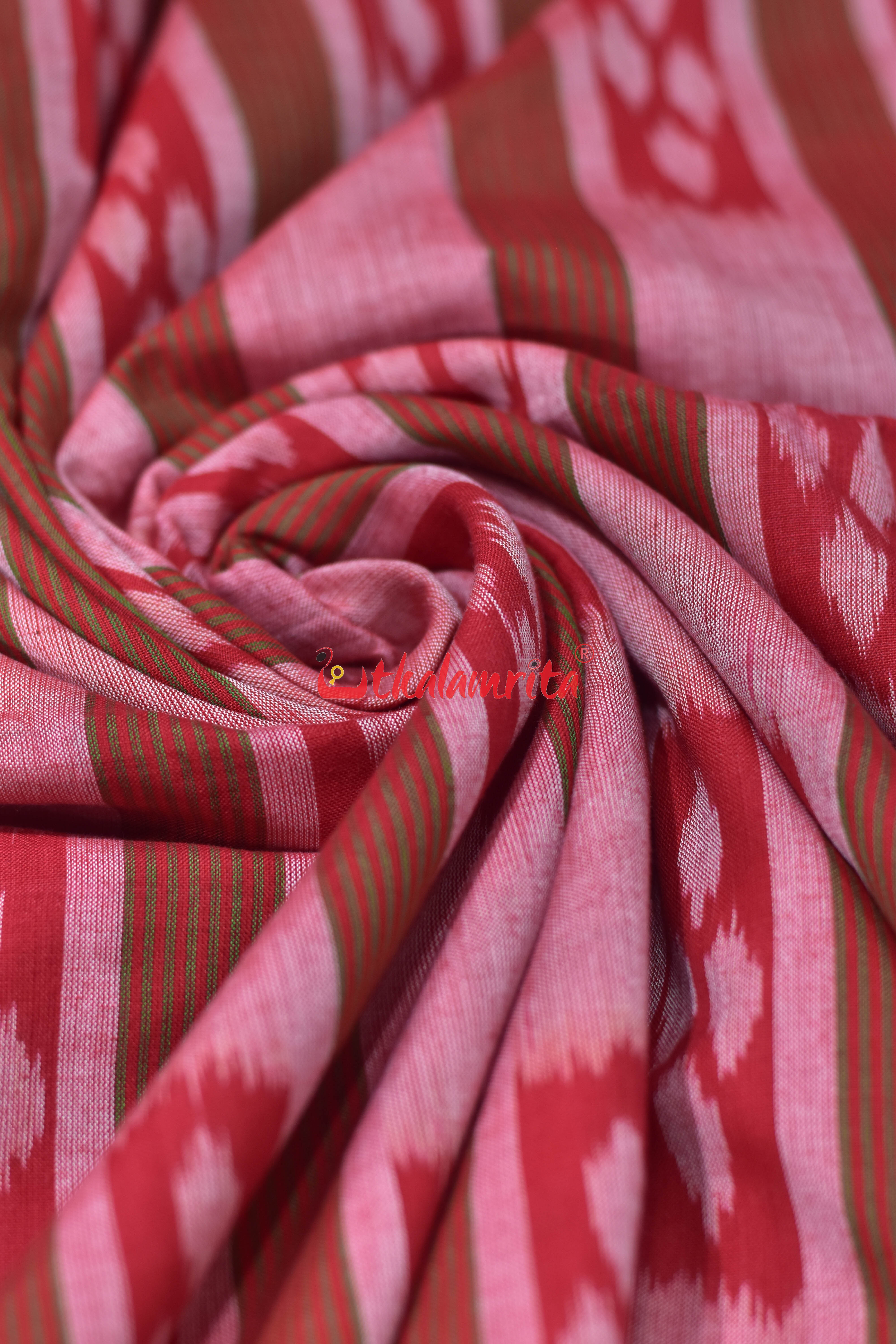 Four Petals Flower Pink Stripes Cotton (Fabric)