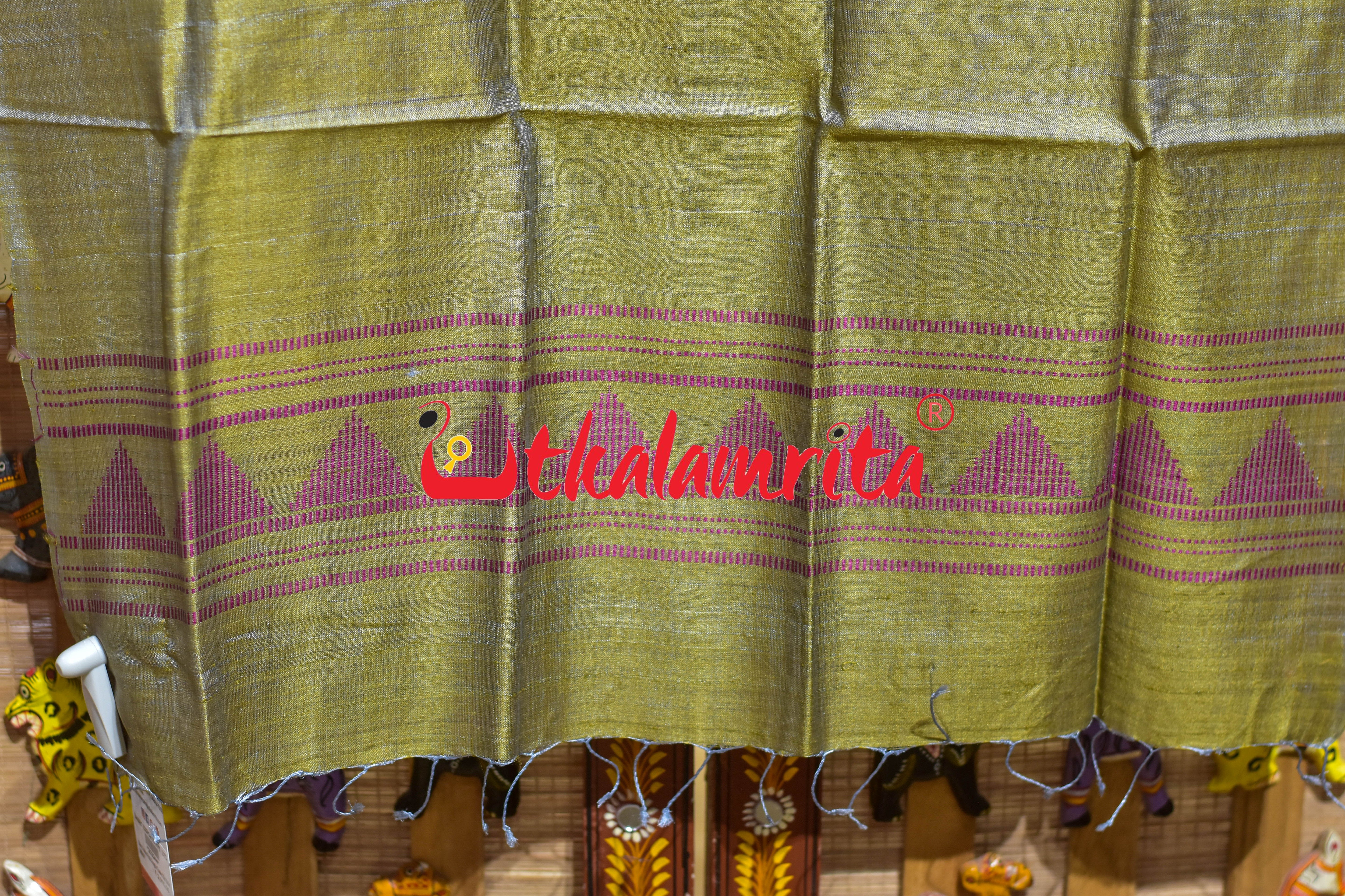 Shiny Golden Pink Dongria Tussar Silk (Stole)