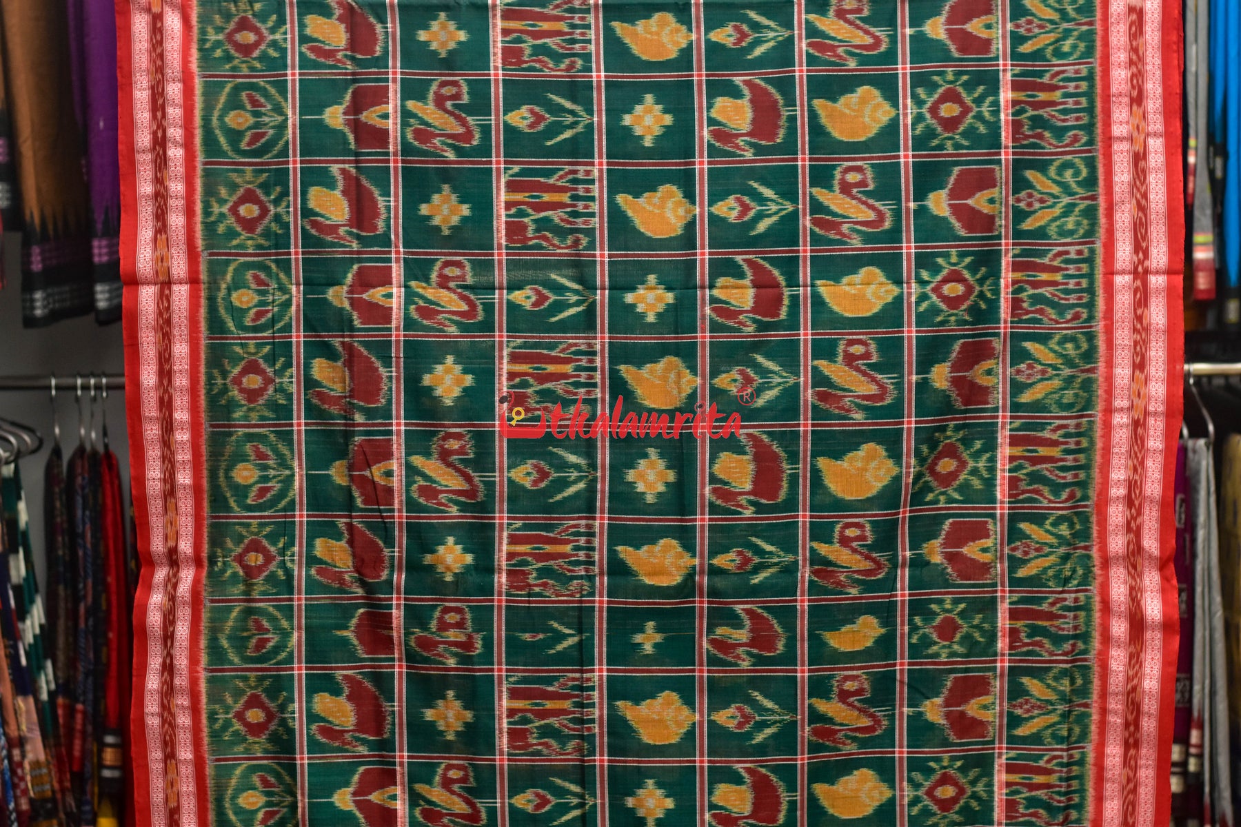 Deep Green Nabakothi Cotton Saree
