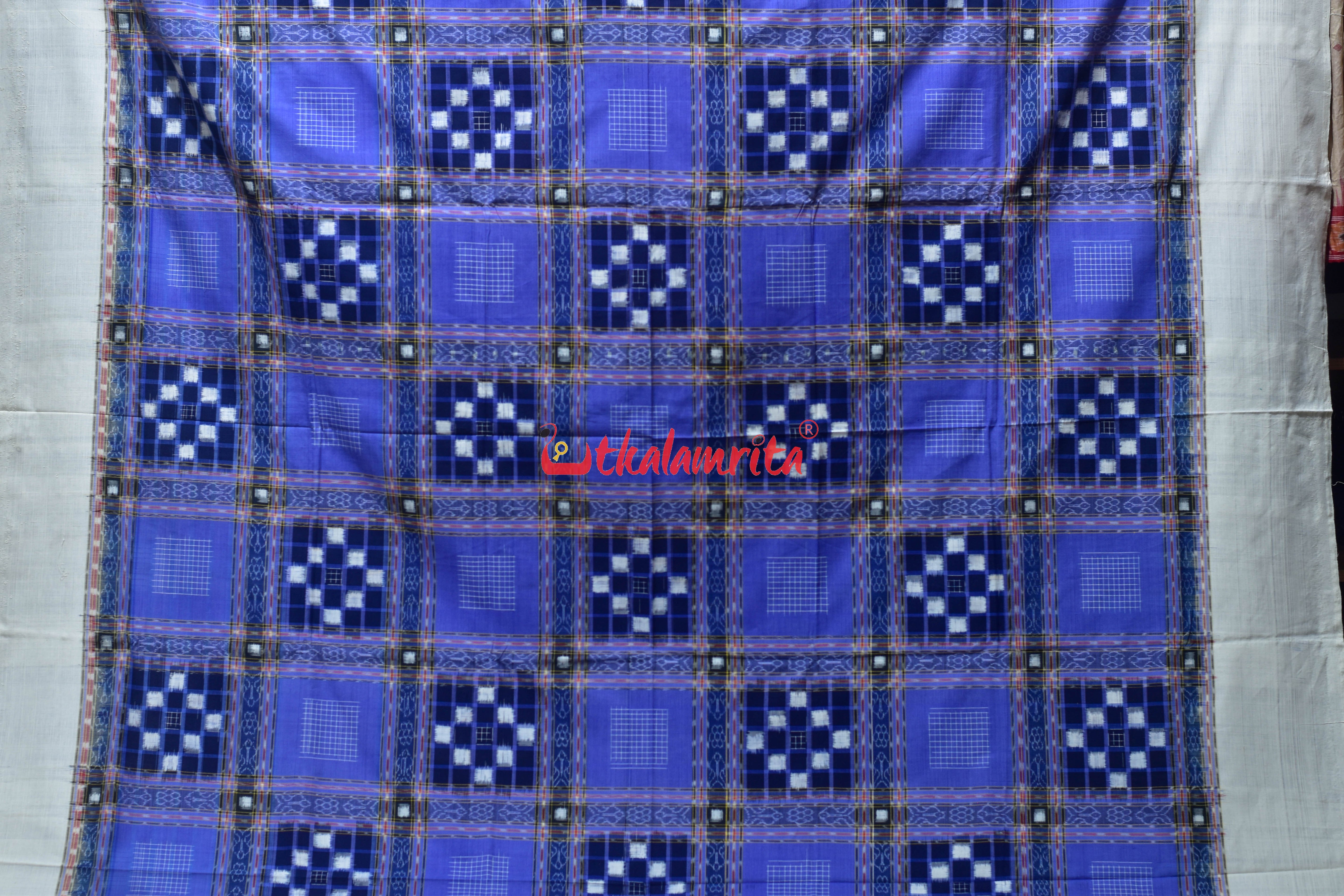 Sky Blue Check Pasapali (Double Bedsheet)