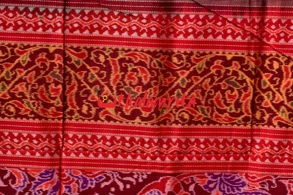 Peacocks Teal Sambalpuri Cotton Saree