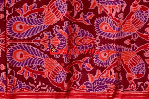 Peacocks Teal Sambalpuri Cotton Saree