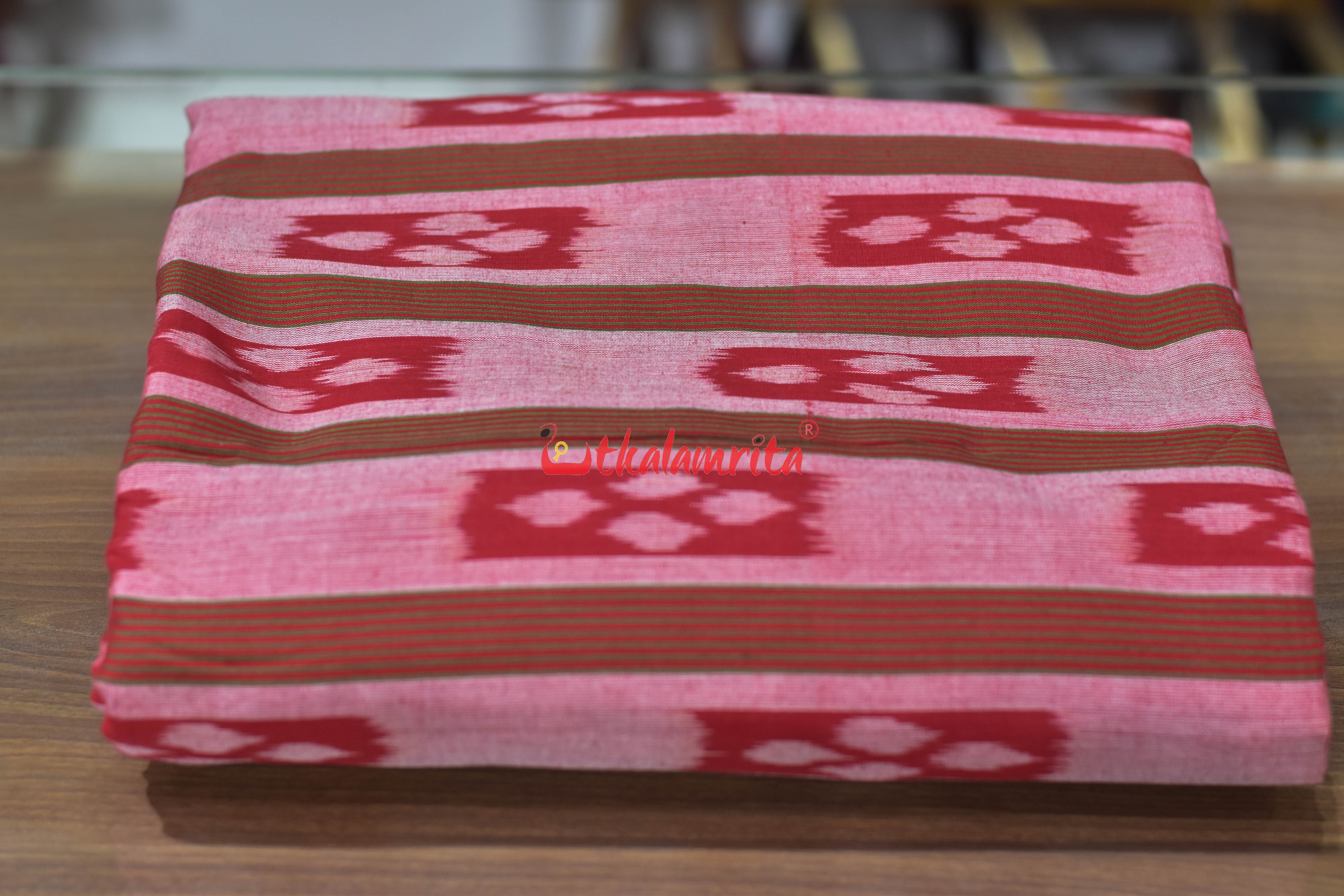 Four Petals Flower Pink Stripes Cotton (Fabric)