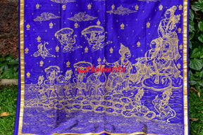 Blue Setu Nirman Pattachitra Silk Saree