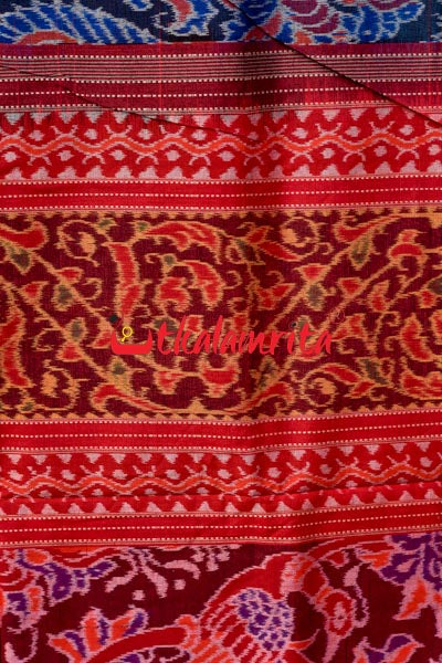 Peacocks Teal Sambalpuri Cotton Saree