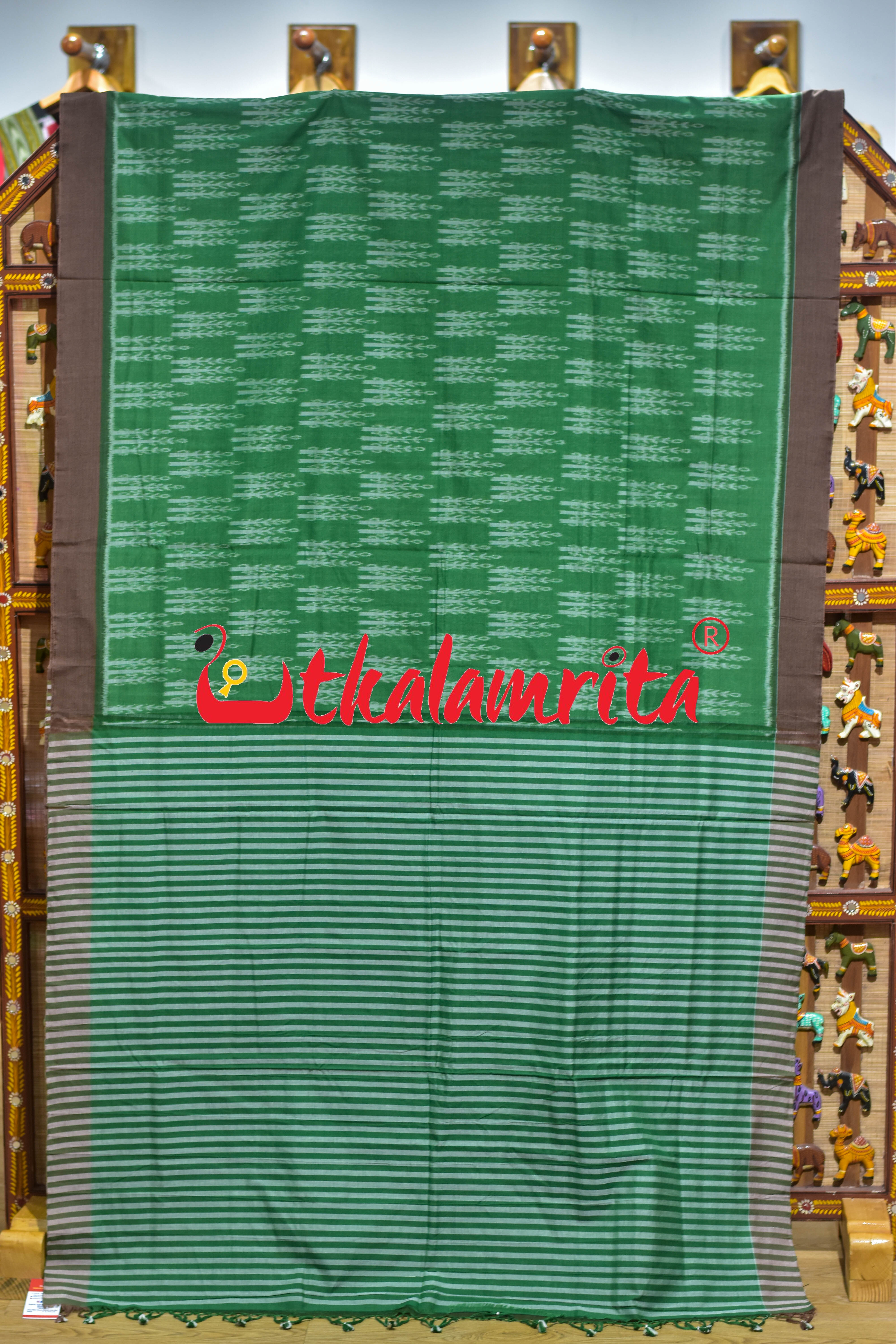 Green Makka Chaonra Khandua Cotton Saree