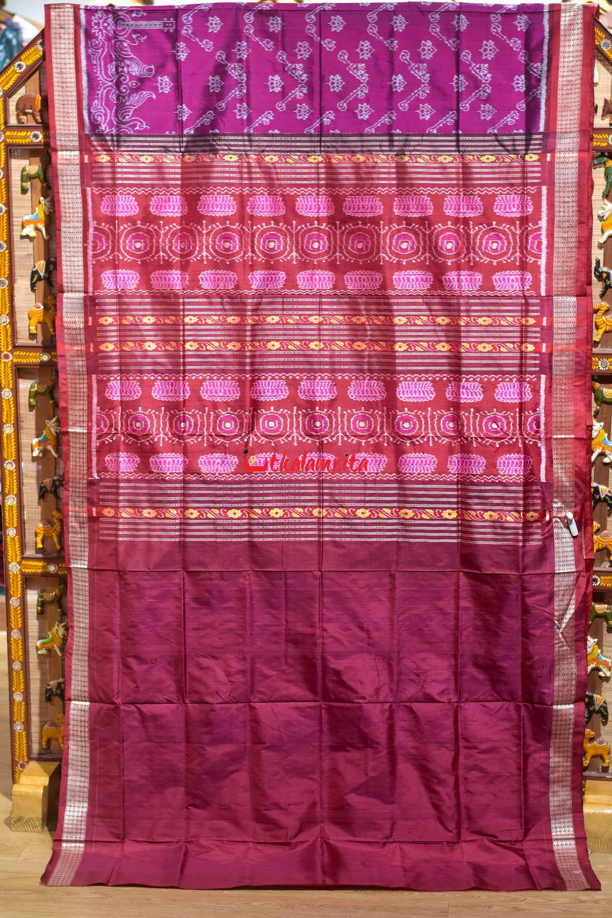 Guitar Padma Violet Sambalpuri Silk Saree