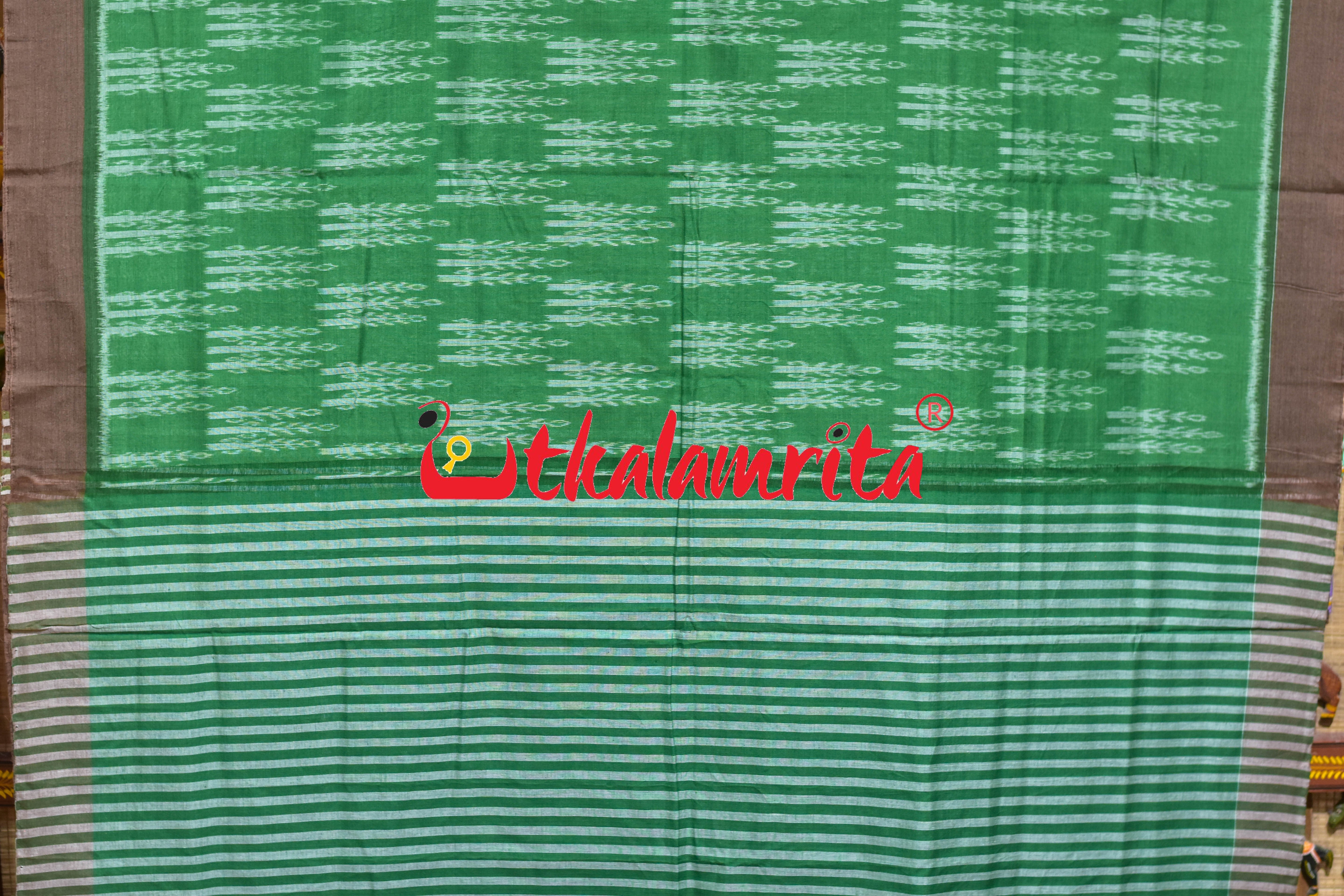 Green Makka Chaonra Khandua Cotton Saree