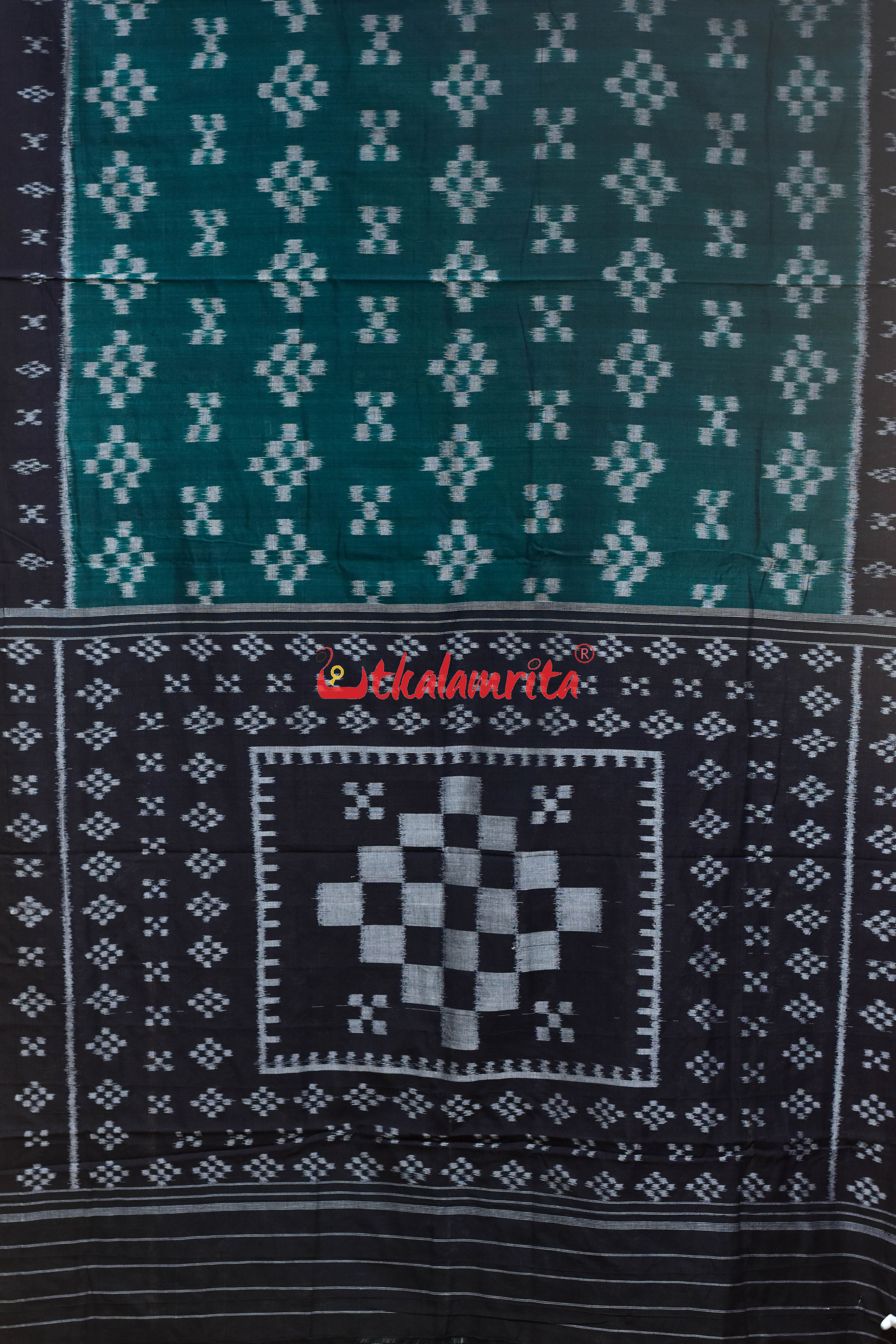 Green Black Pasapali Khandua Cotton Saree
