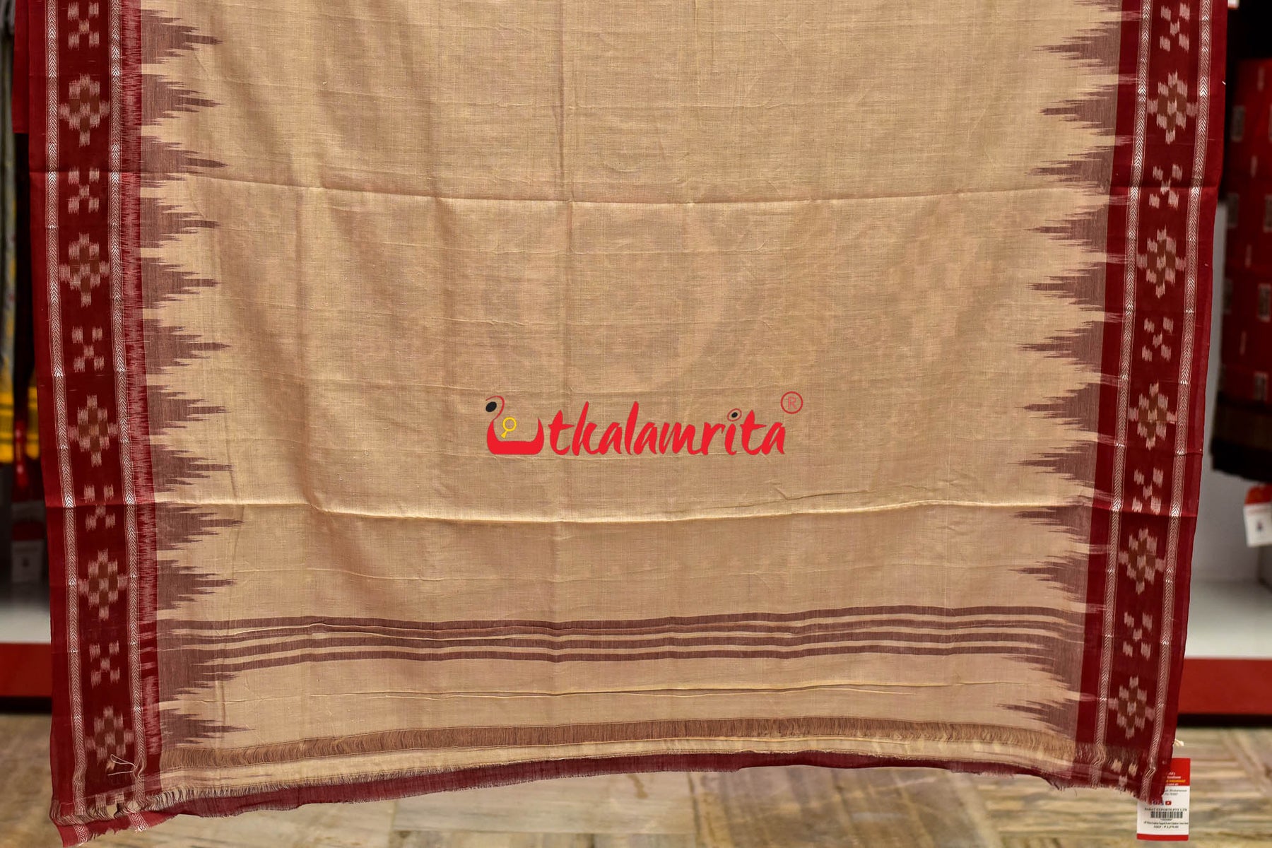Off White Kumbha Pasapali Border Khandua Cotton Saree
